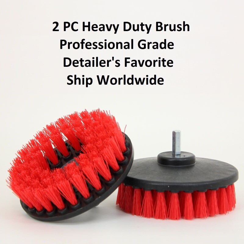 2 Pcs Heavy-Duty 5″ Scrub Brushes for Car Carpet & Mat with Drill Attachment