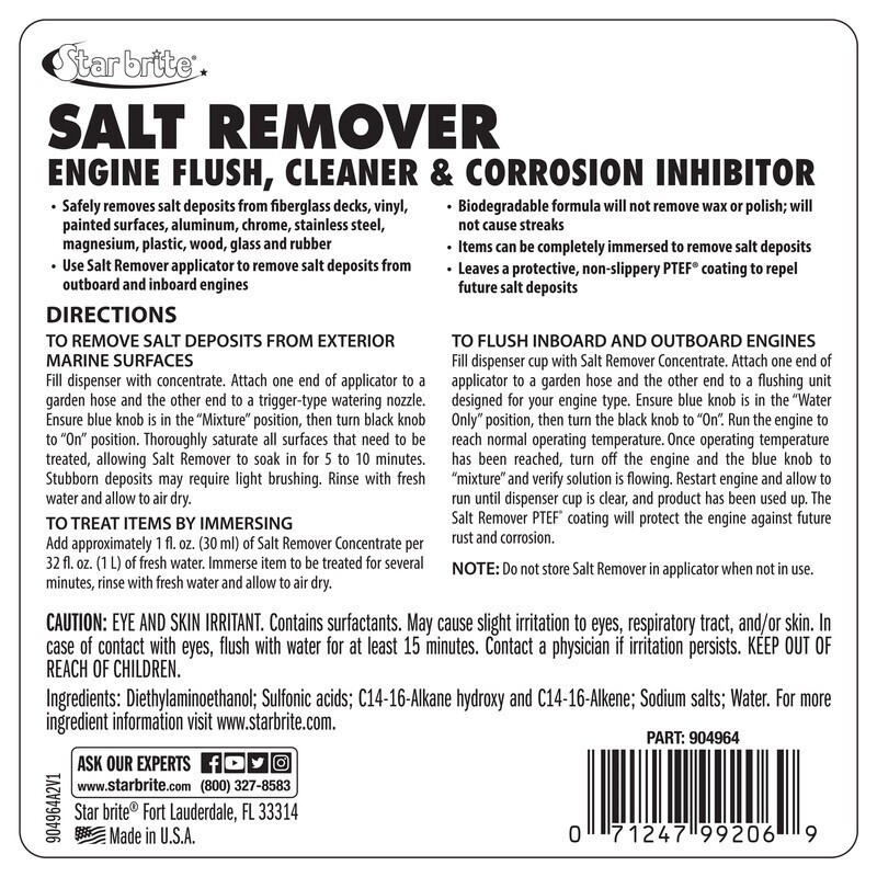 Water-Resistant Biodegradable Salt Remover Marine & Automotive 64oz Refill