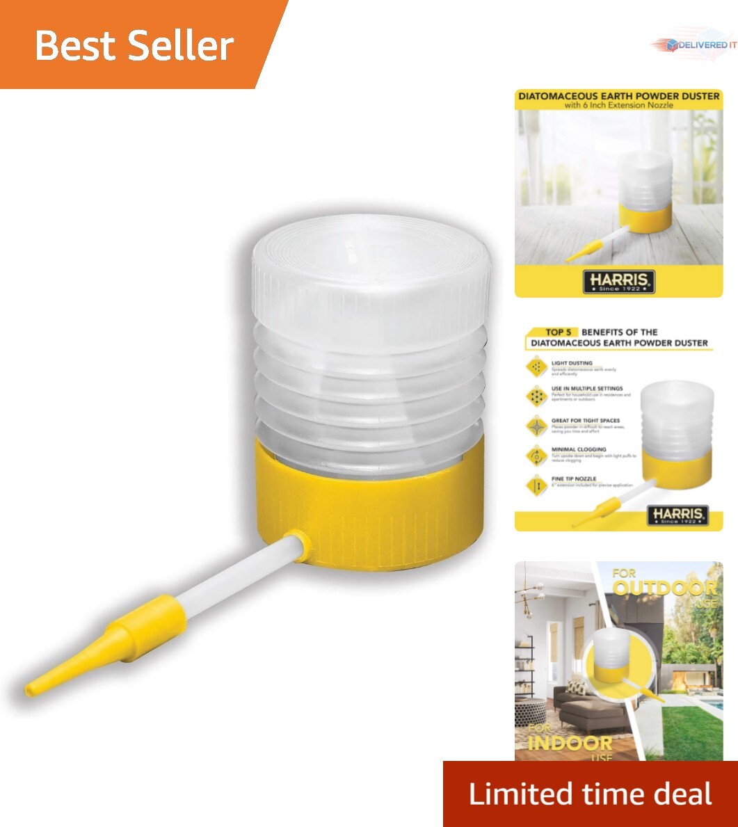 Lightweight Indoor/Outdoor Diatomaceous Earth Duster with Extendable Handle