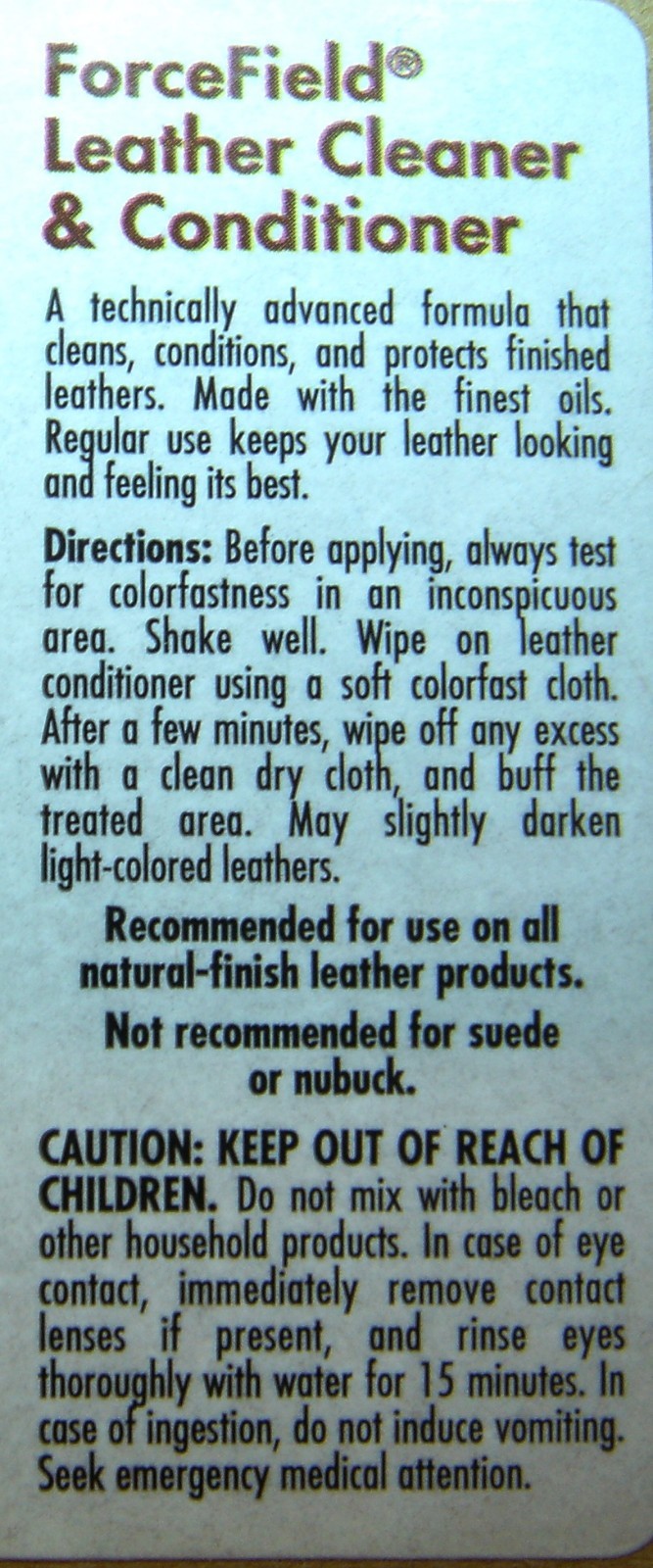 FORCEFIELD BEST LEATHER CLEANER & CONDITIONER FURNITURE ACC 4 oz FREE SHIPPING