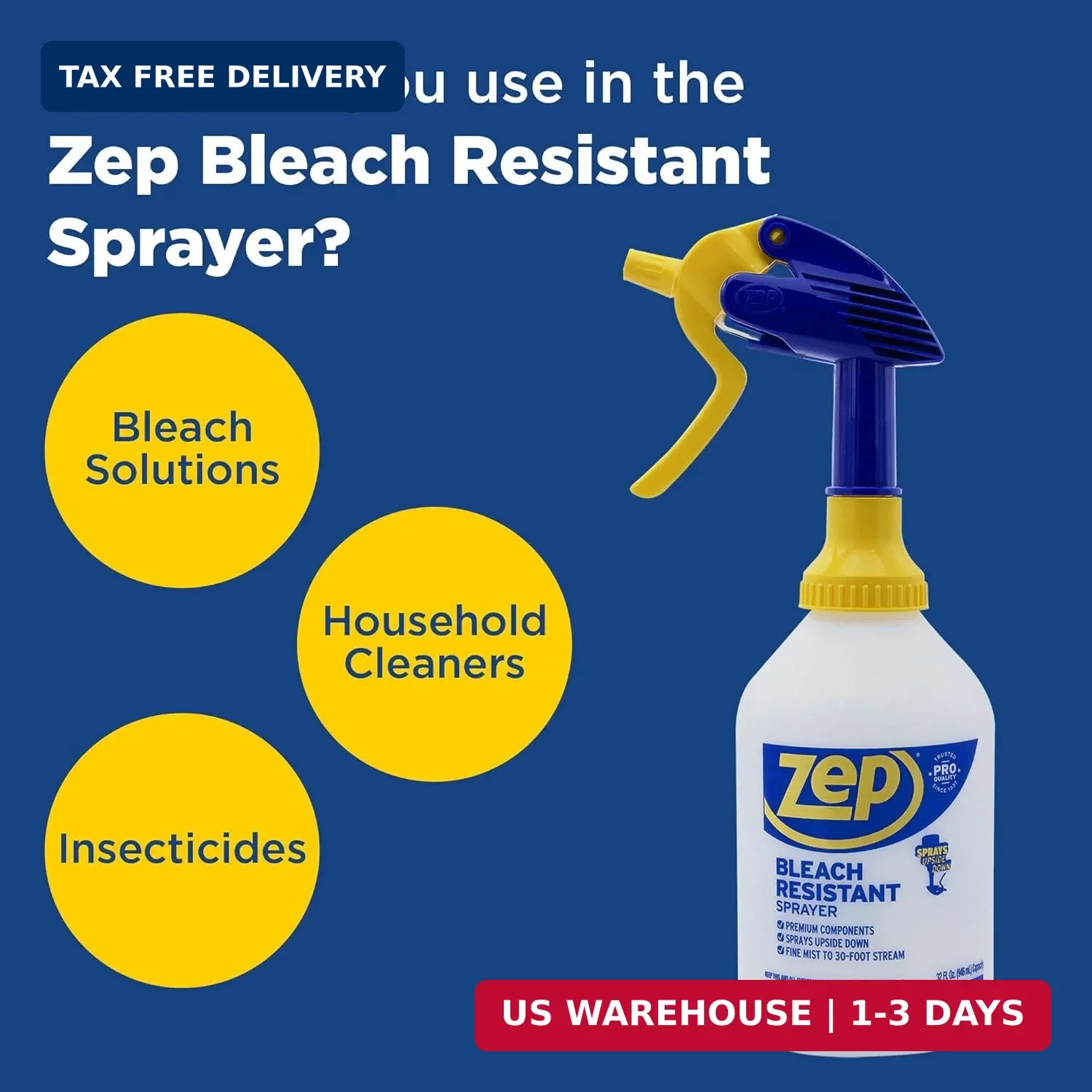 Zep New Bleach Resistant Professional Sprayer 2.0 Bottle 32 Ounces – 30 Foot Spr