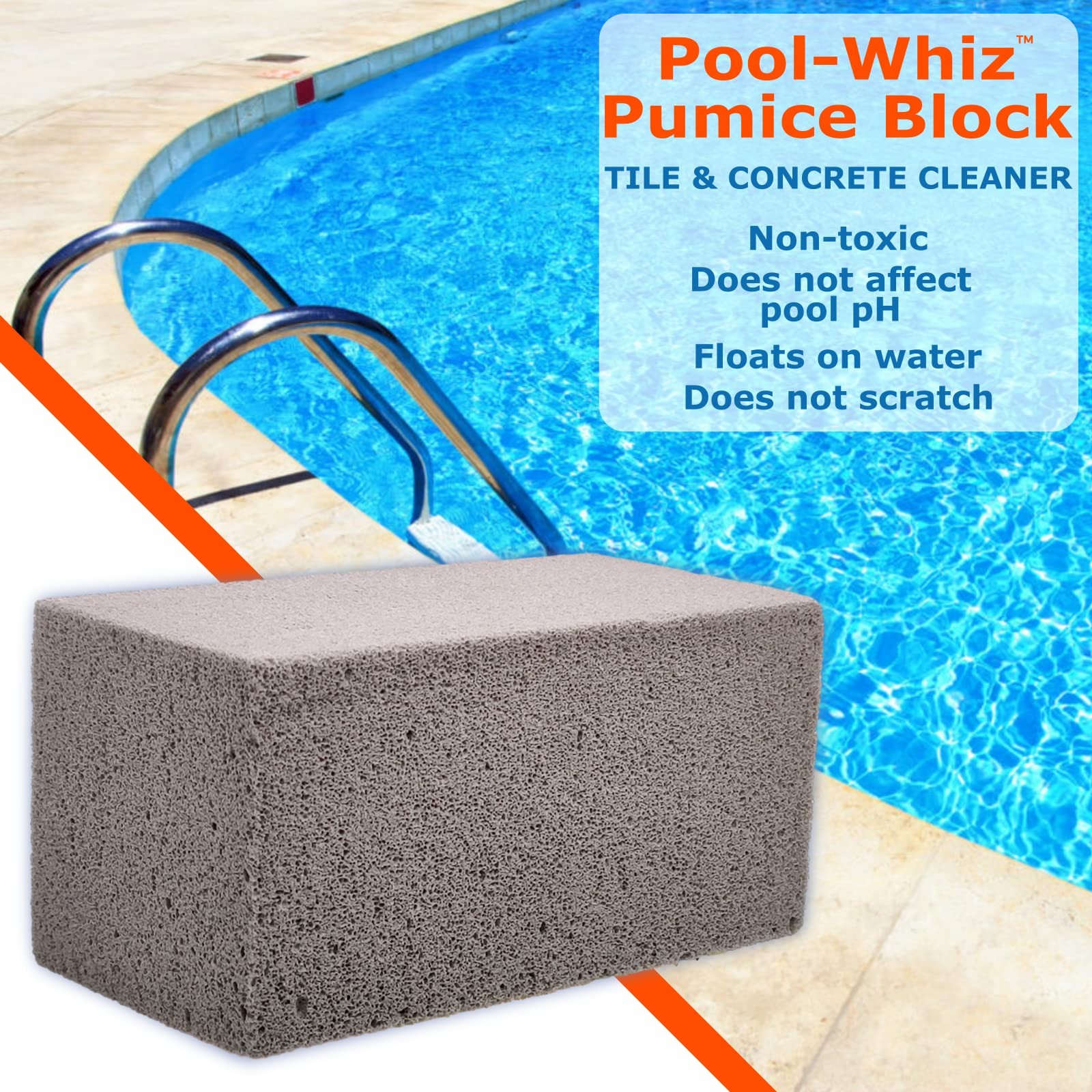 Poolwhiz Pumice Block Pumice Stone For Cleaning Pools Spas & Water Features Pool