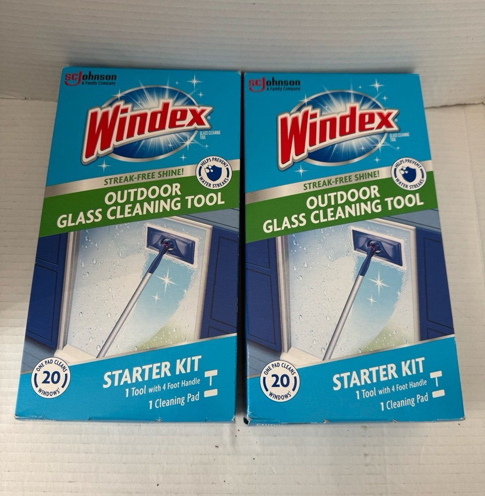 Pack Set of 2 Windex Outdoor All-In-One Glass & Window Cleaning Tool Starter Kit