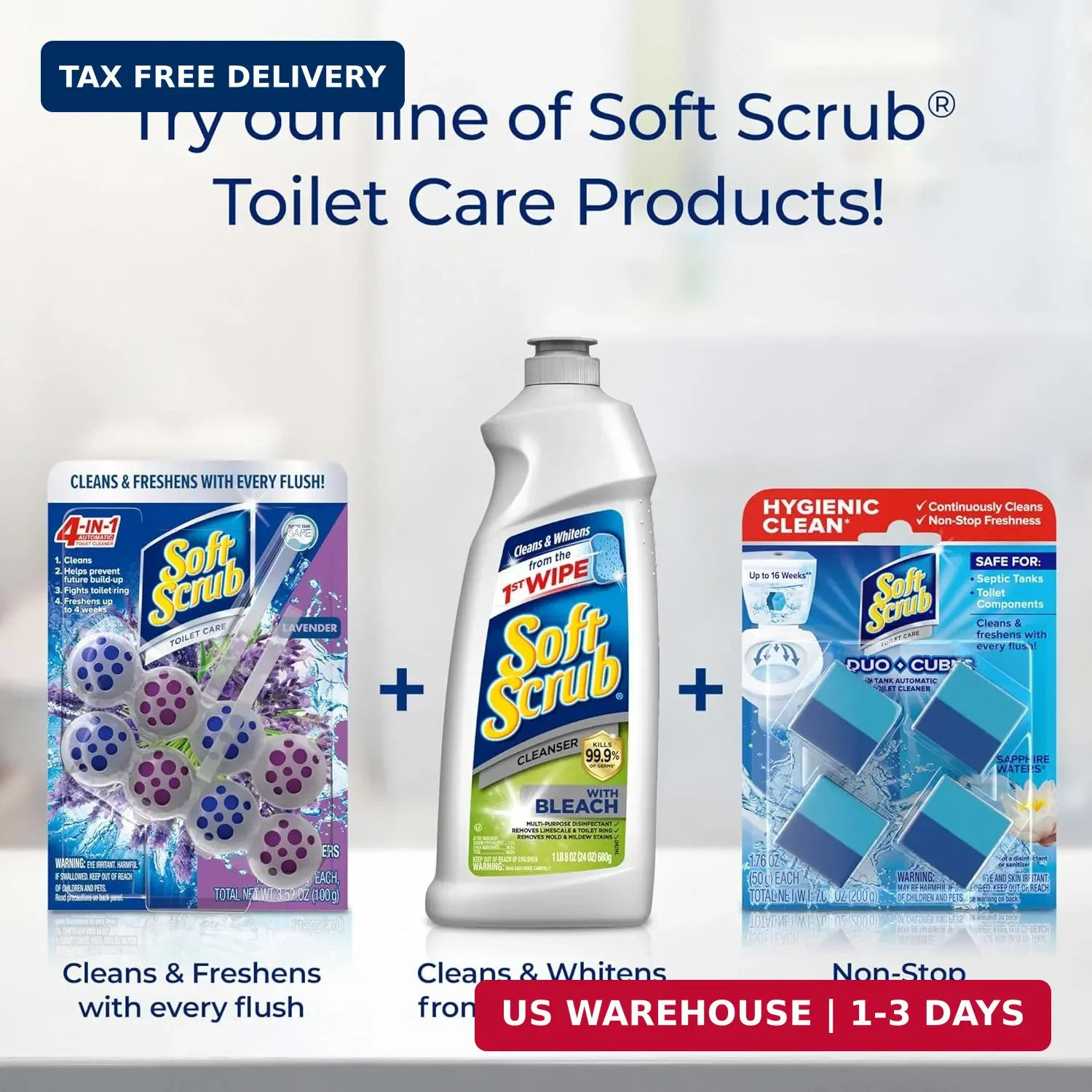 Soft Scrub 4-in-1 Rim Hanger Toilet Bowl Cleaner, Lavender, 2 Count