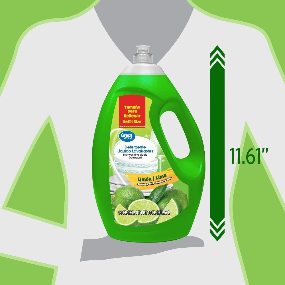 Lemon Lime Dishwashing Liquid Detergent 90 fl oz All-Purpose Cleaner Degreaser