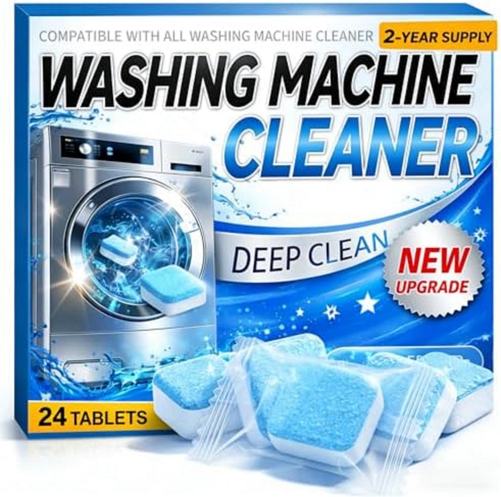 Washing Machine Cleaner Tablets 24 Pack Enzyme Deep Clean Front Load Washer