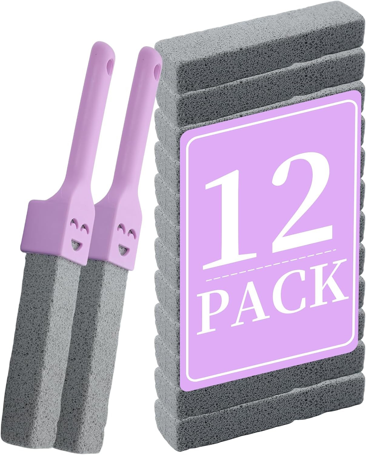 12 Pack Pumice Stones Scouring Sticks with 2 Handles, Pumice Scouring Pad Pum…