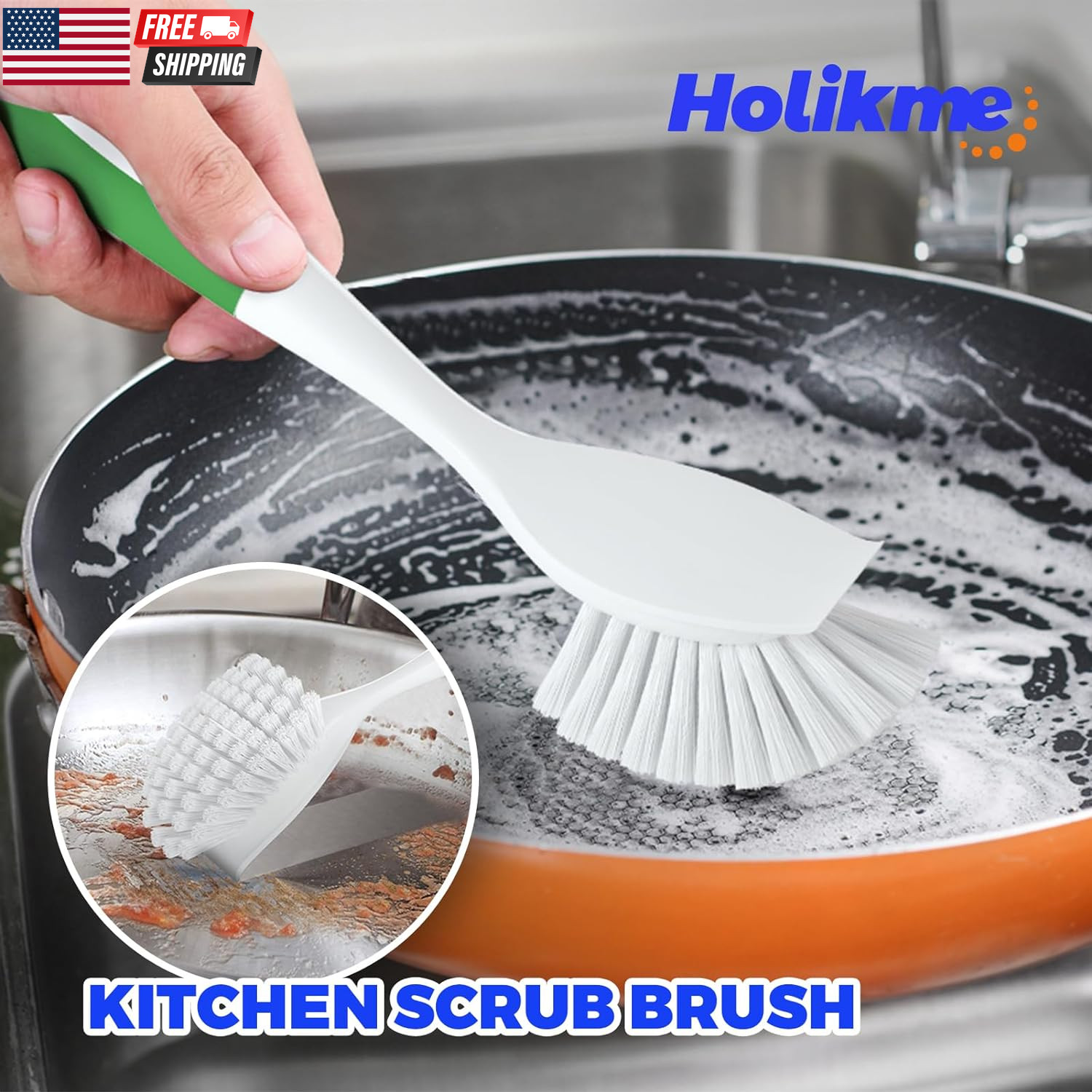 6Pack Kitchen Cleaning Brush, Green