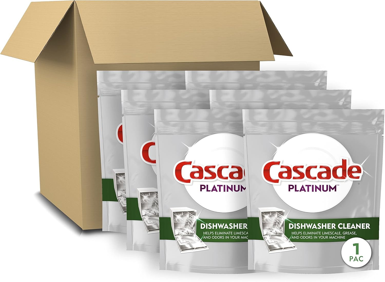 Cascade Platinum Dishwasher Cleaner, 6 Count