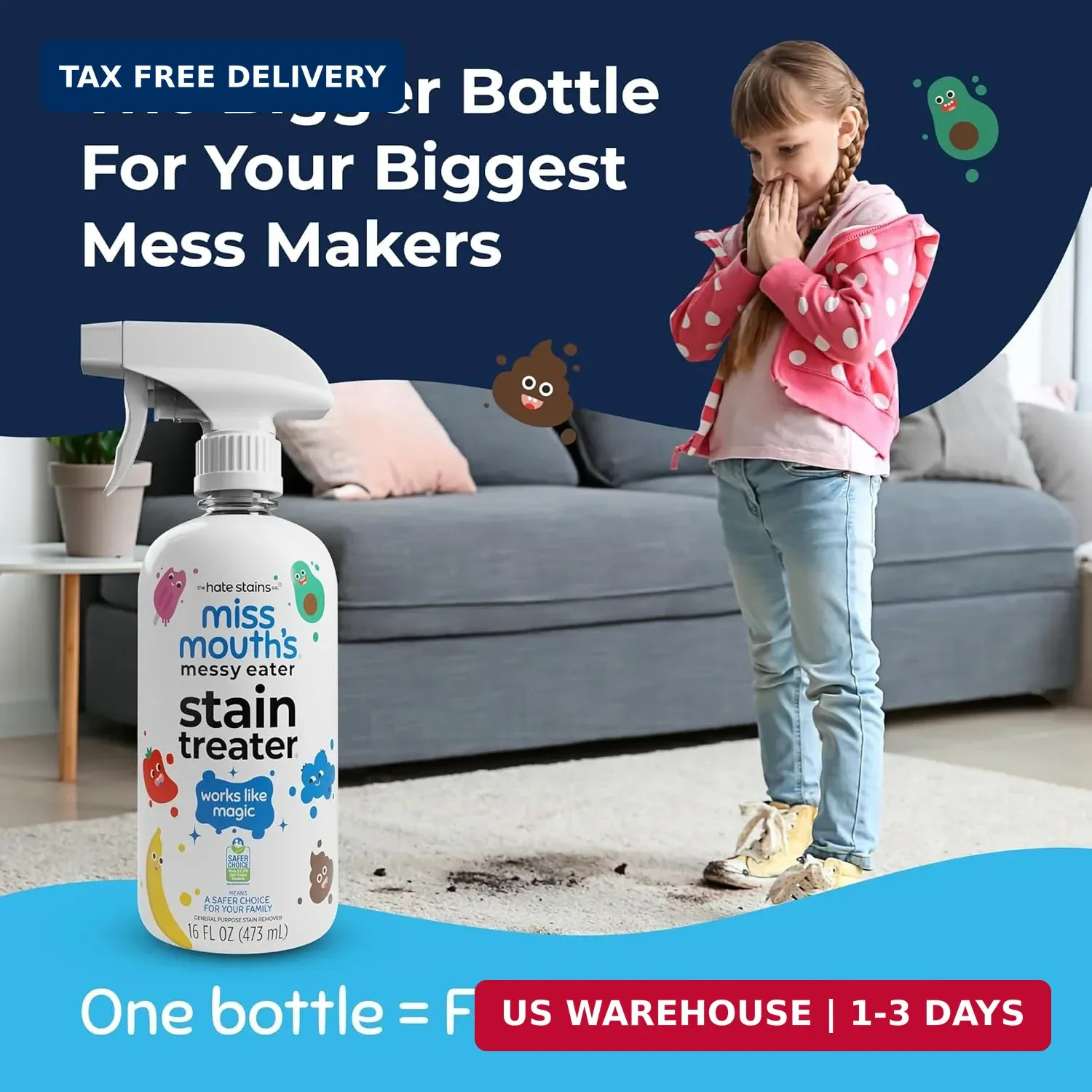 Miss Mouth’s Messy Eater Stain Treater Spray – 16oz Stain Remover – Newborn & Ba