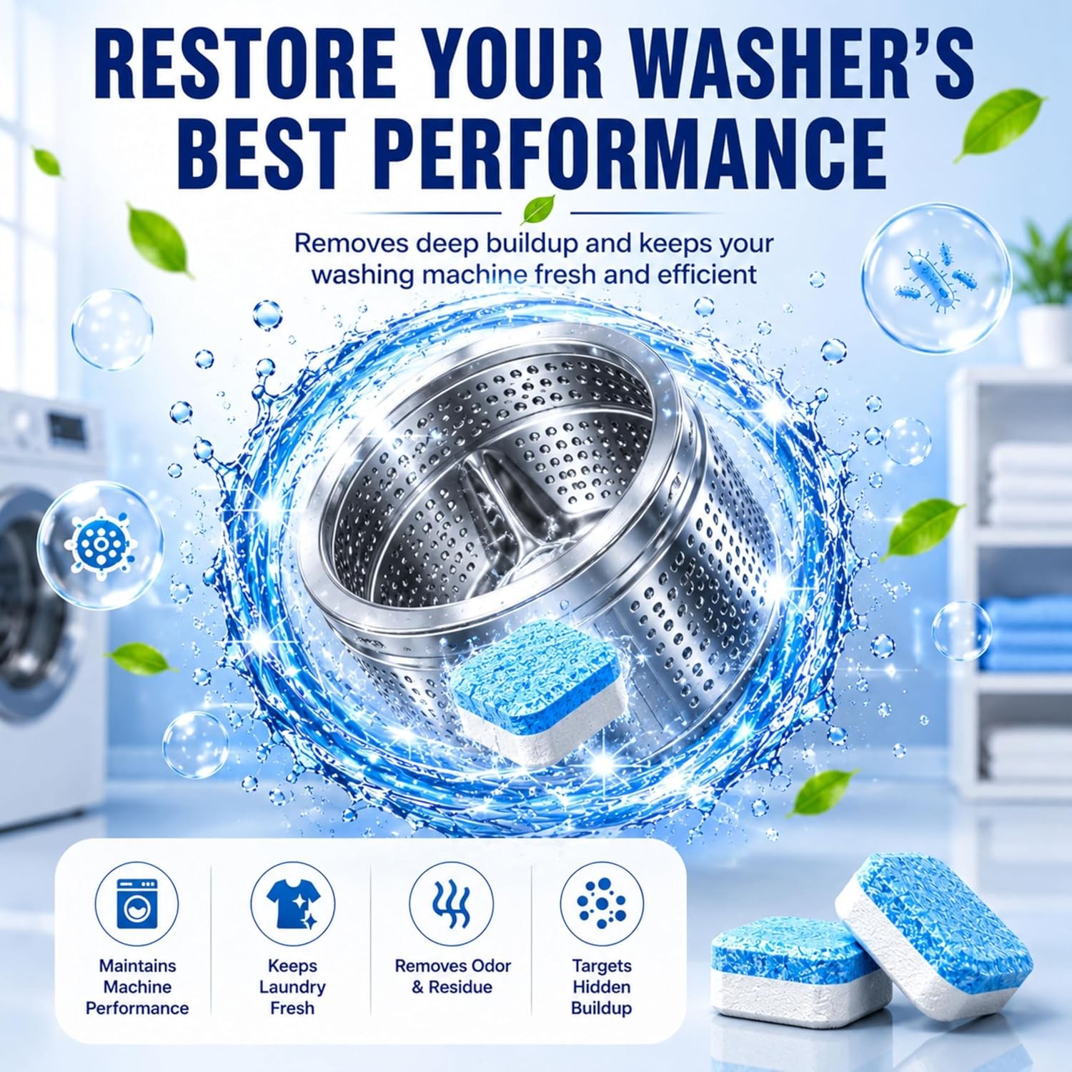 Washing Machine Cleaner Descaler Tablets 24 Count 12 Month Supply Washer