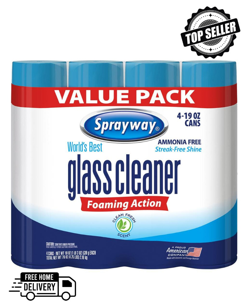 Sprayway, Glass Cleaner, 19 Oz Cans, Pack of 4-Free Shipping