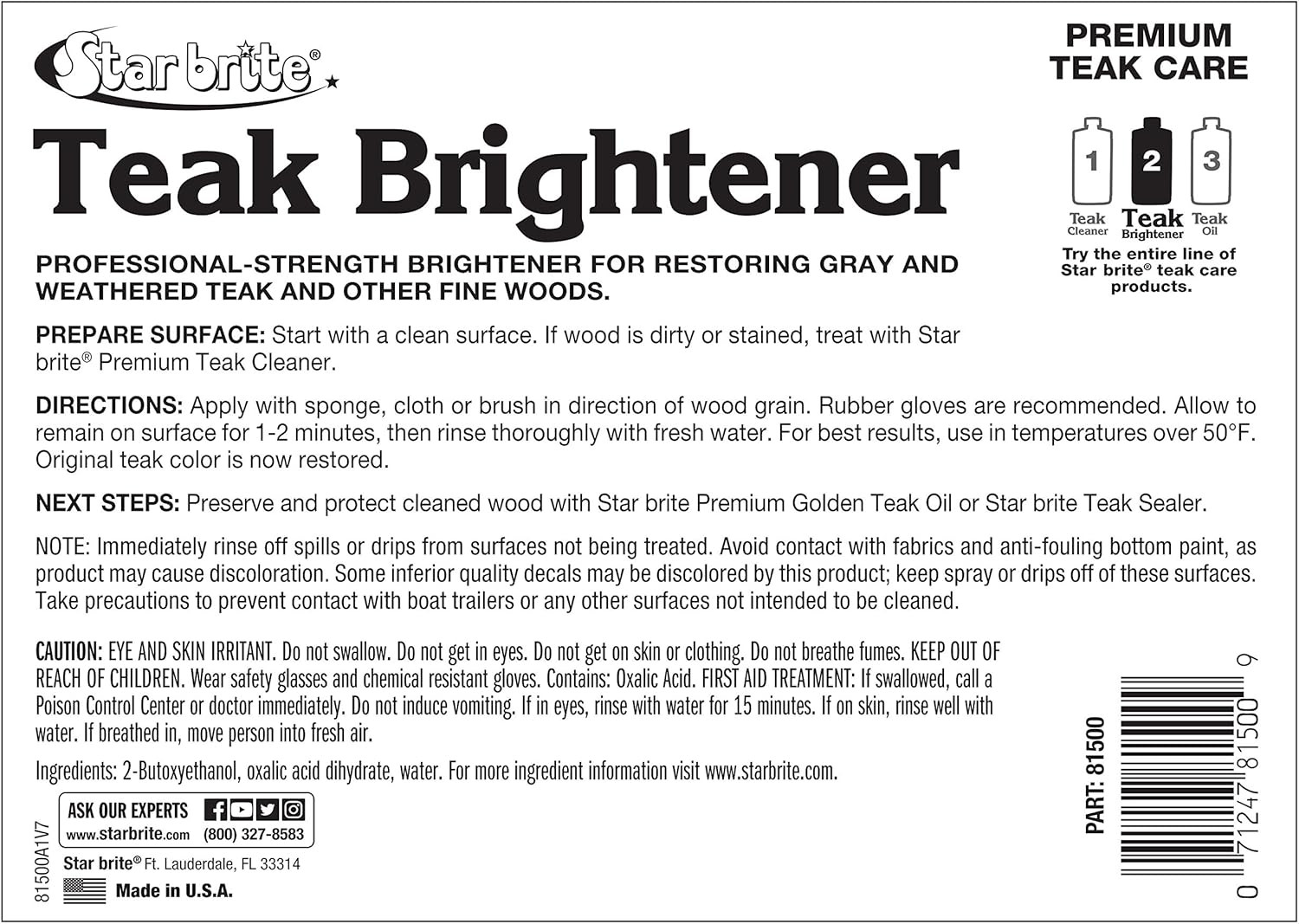 Premium Teak Brightener – Enhances Natural Wood Grain & Restores Tone & Color Wh