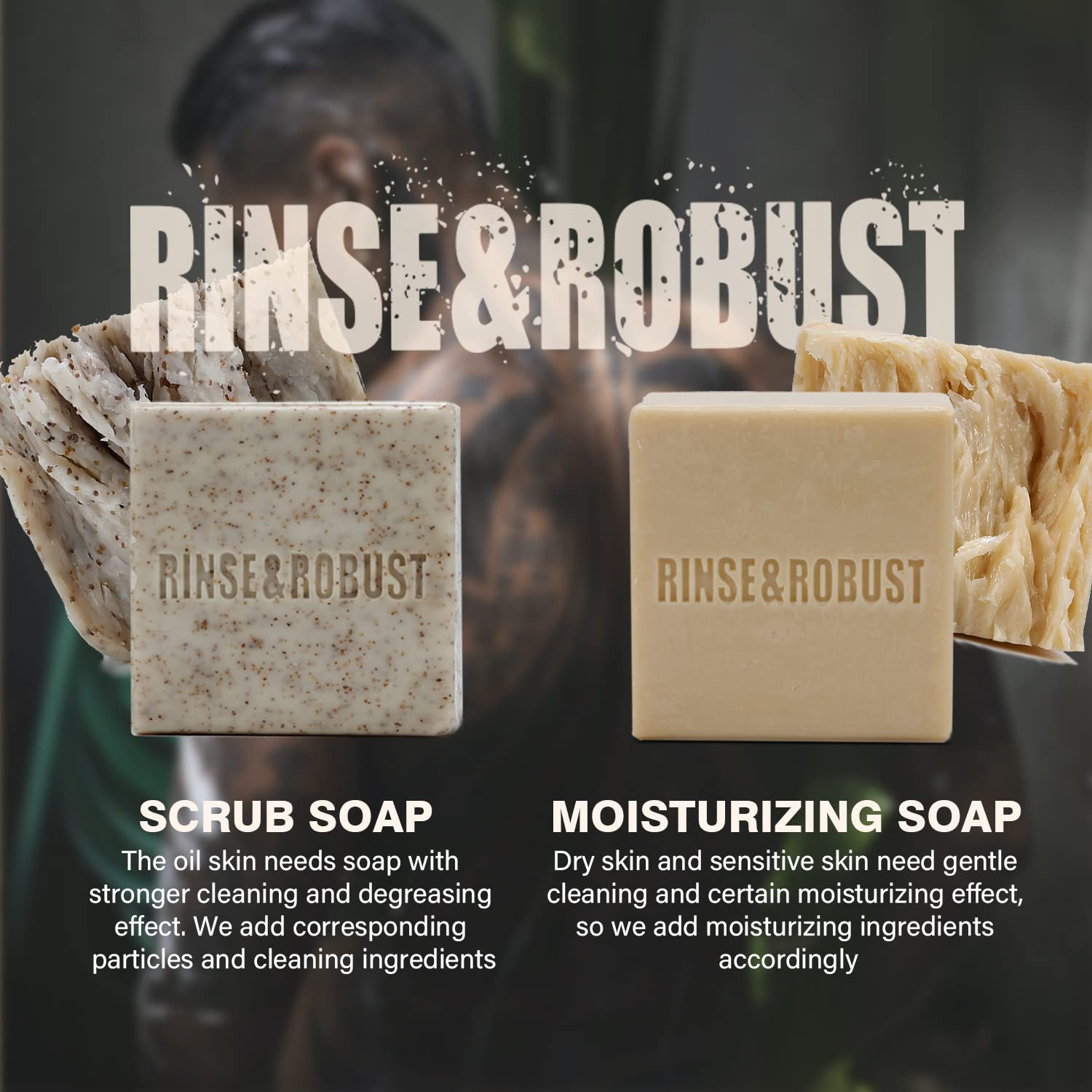 Rinse & Robust Mens Soap Bar Set 6Pcs Natural Handmade Cleansing Bar Soap Set Mo
