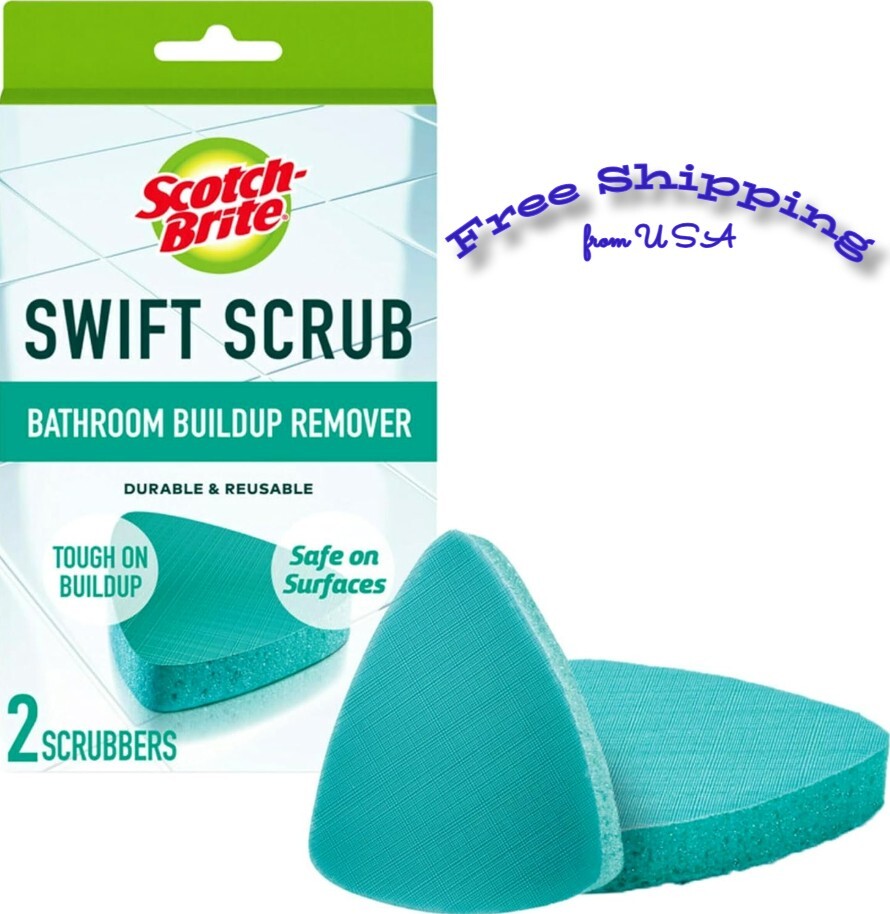 Swift Scrub Bathroom Buildup Remover Cleaner Scrubber Pads Safe on Surfaces -2pc