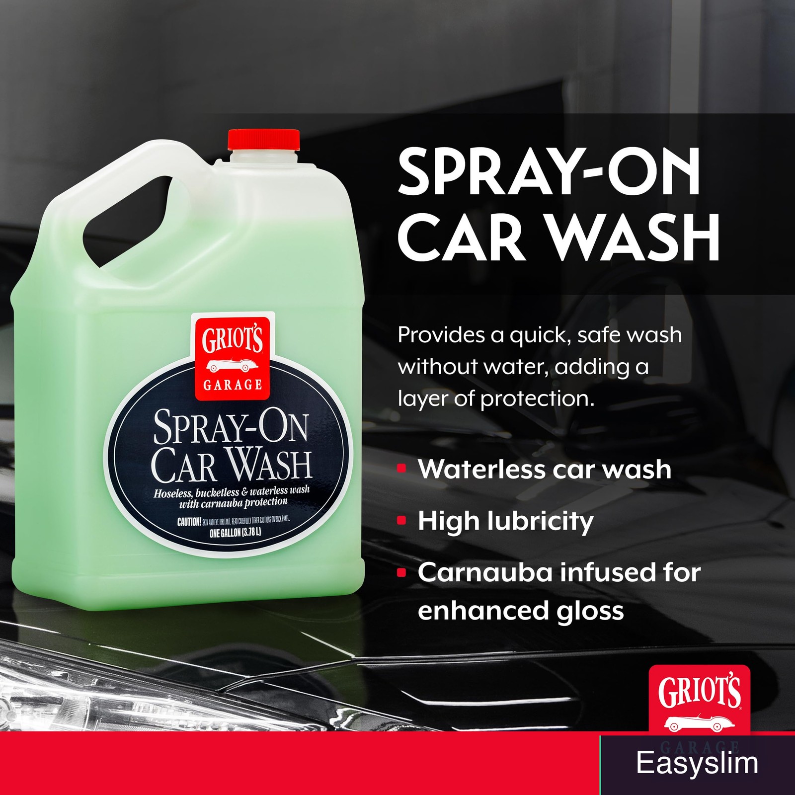 Waterless Rinseless Car Wash Spray Carnauba Wax 1 Gallon No Bucket