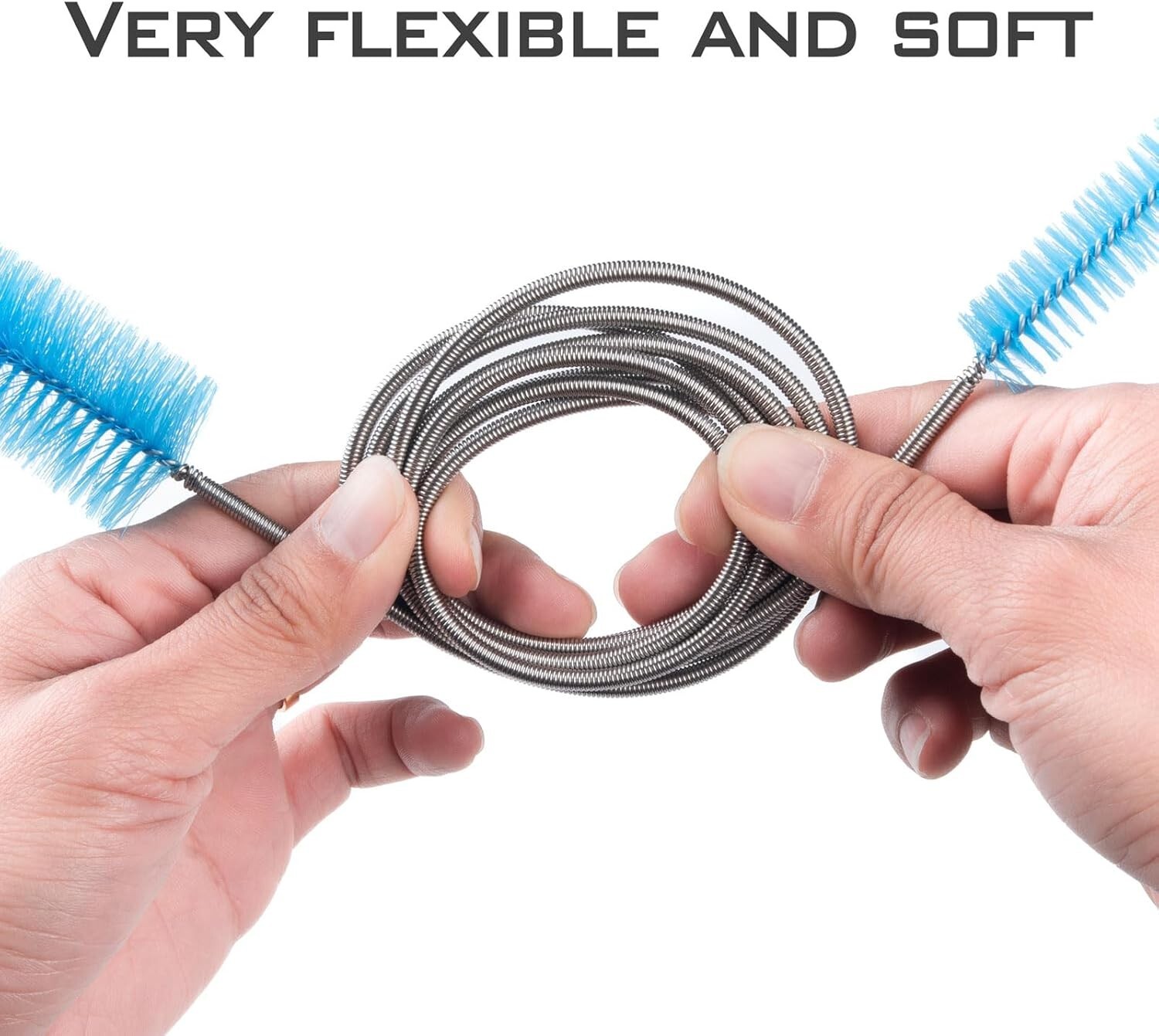 Flexible Drain Brush 61-Inch Long Dual Head Hose and Crevice Brush 3-Pack