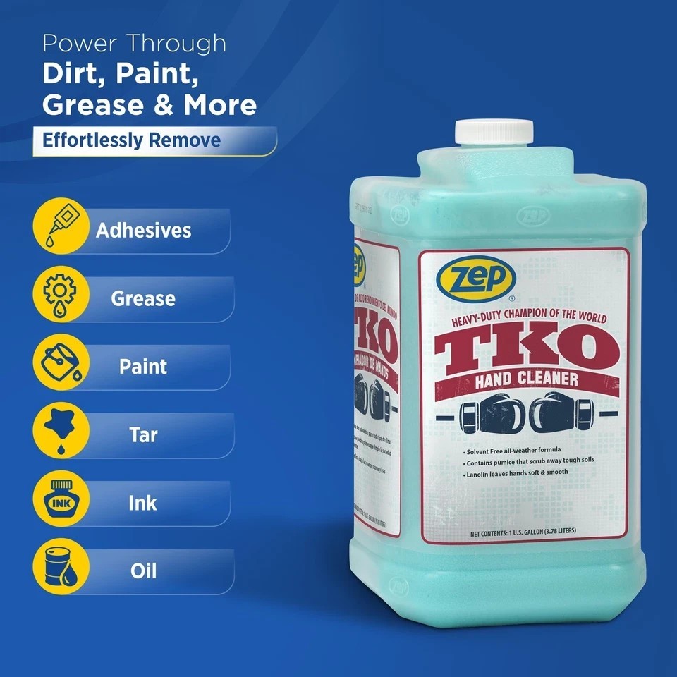 4 PACK Zep TKO Heavy-Duty Industrial Gritted Hand Cleaner Lemon – 1 Gallon NEW
