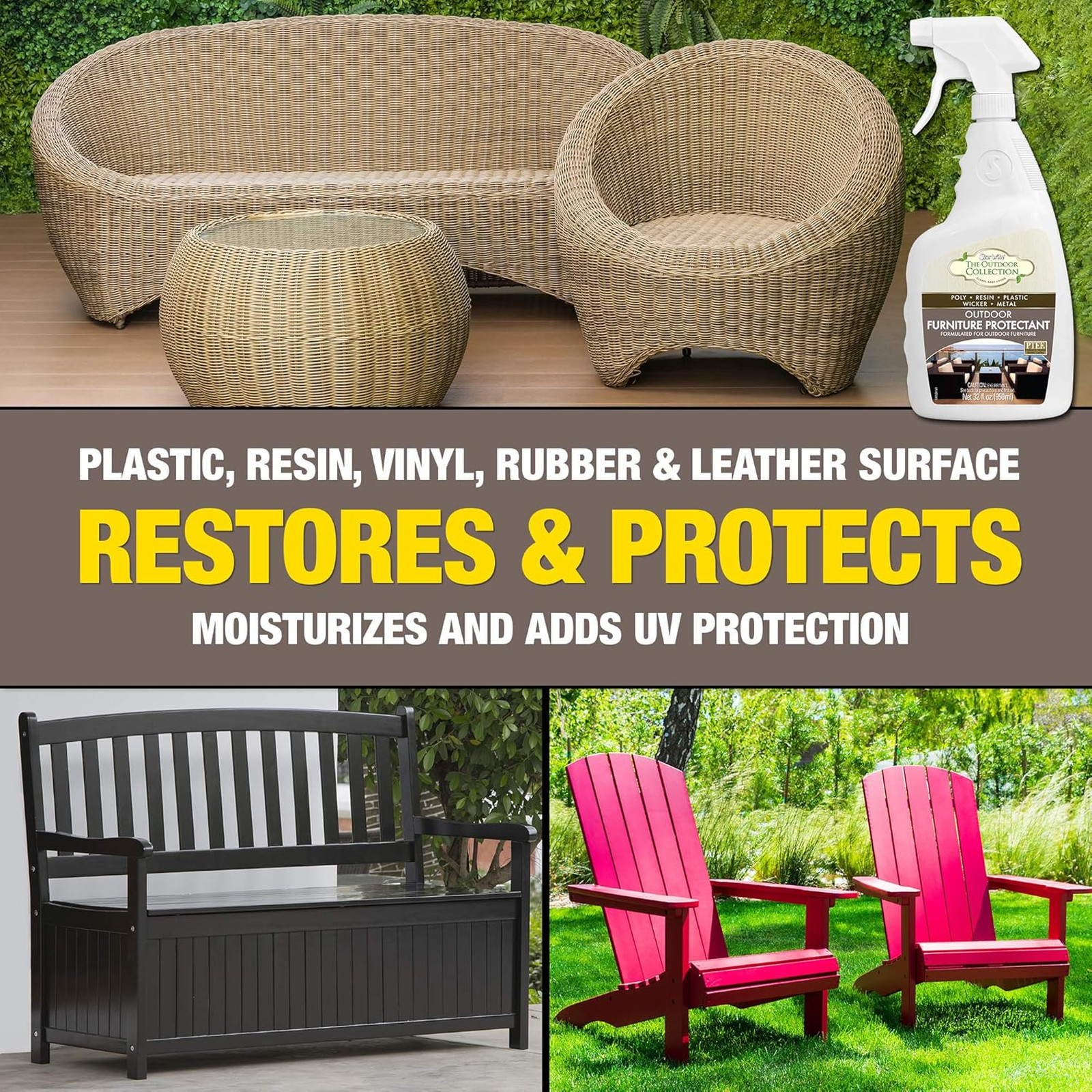 Outdoor Furniture Protectant Spray 32 OZ for Patio Chairs Couches and Plastic