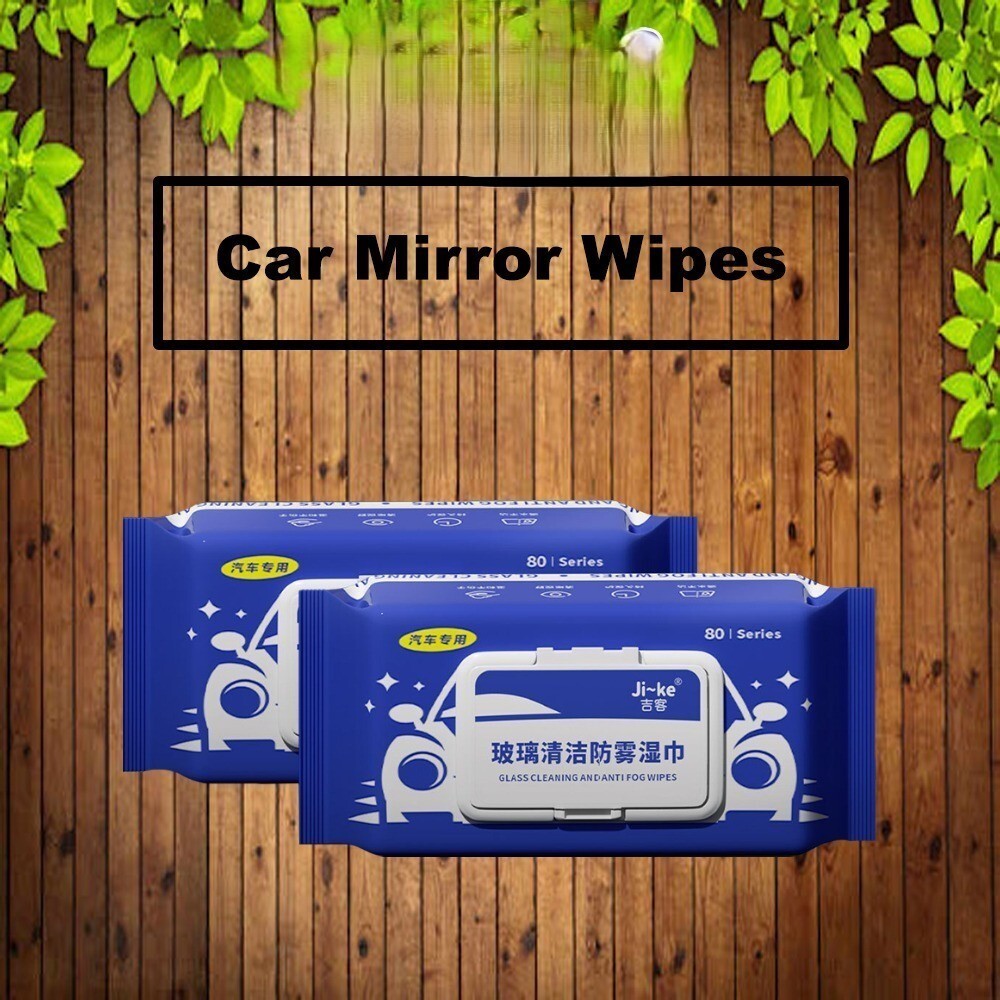 Car Mirror Cleaning Wet Wipes Car Glass Mirror Care Anti Fog 80pcs per Bag