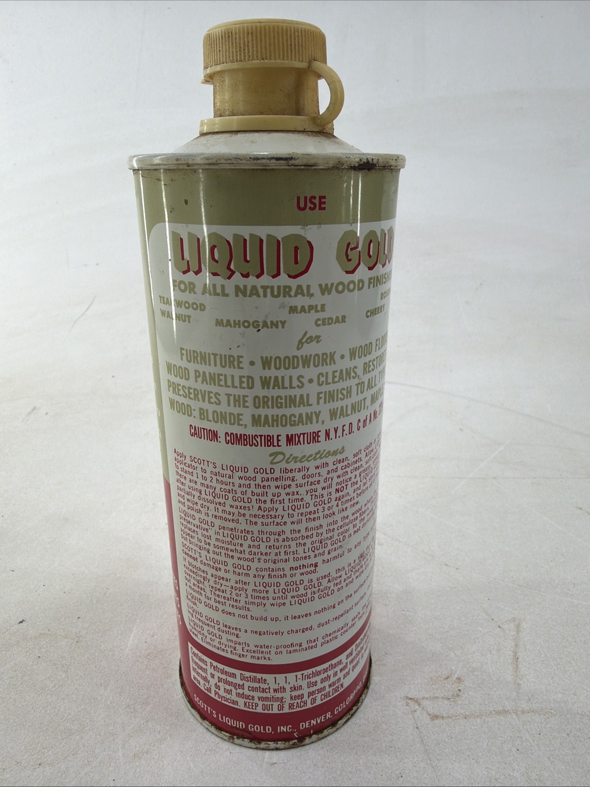 Scott’s Liquid Gold Wood Cleaner Pourable Top Non Aerosol 30% full Vintage