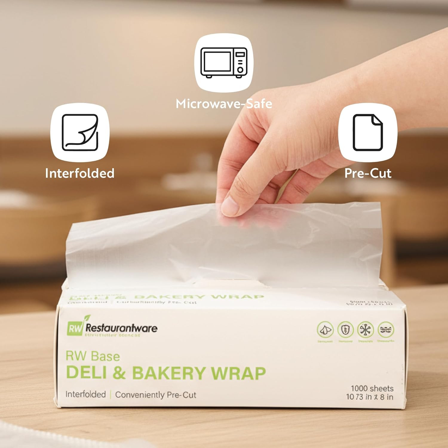 -Rw Base 10.75 X 8 Inch Plastic Deli Sheets, 1000 Interfolded Butcher Plastic Wr