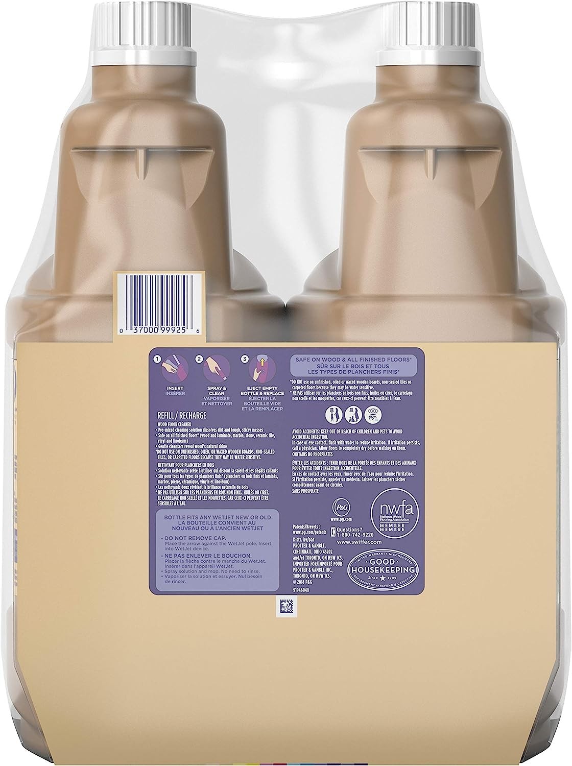 Swiffer Wetjet Wood Floor Cleaner Solution Refill, 42.2 Oz – 2 Pack