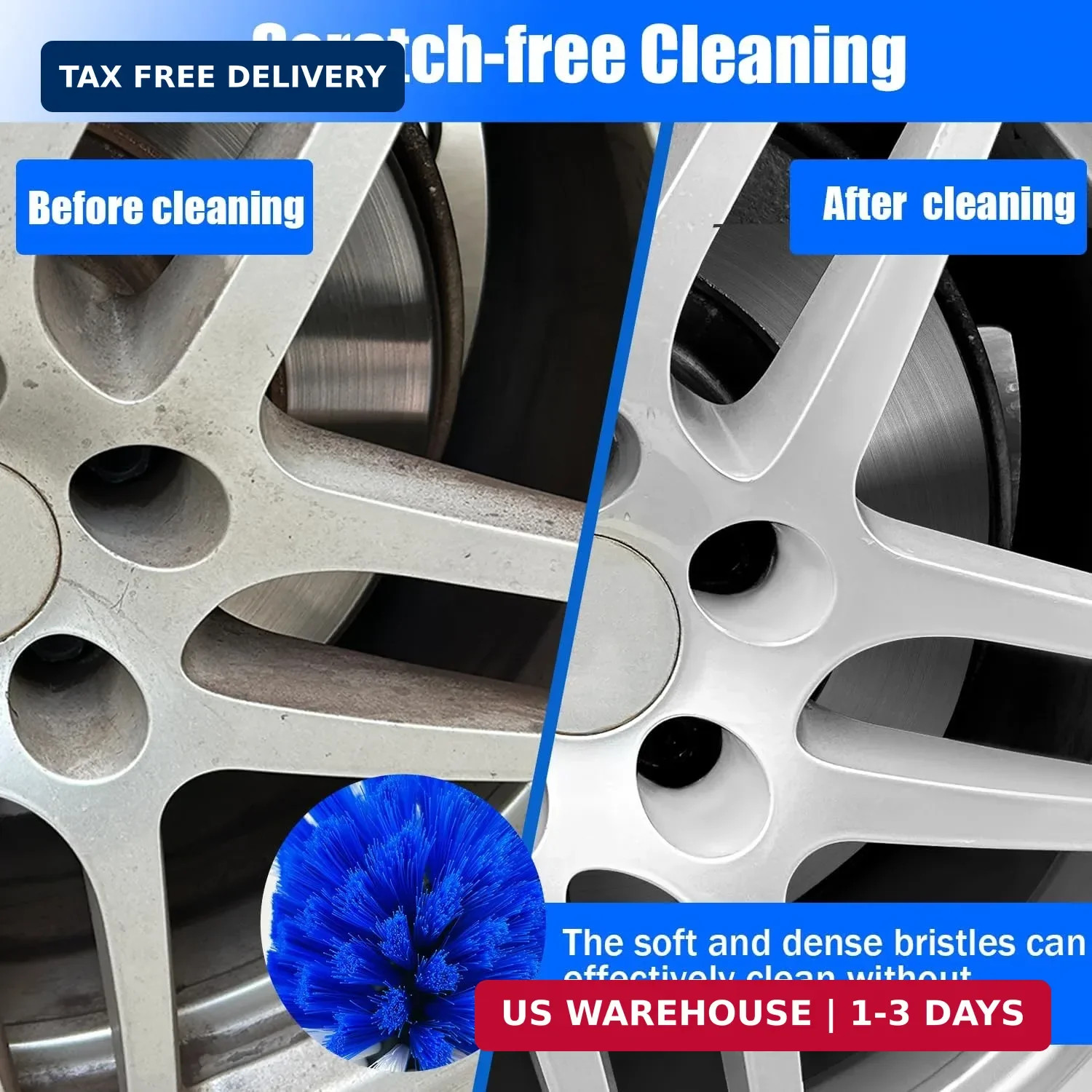 Car Wheel Brush Kit, Soft Drill Wheel Cleaner Brush, Tire Brush, Detailing Brush