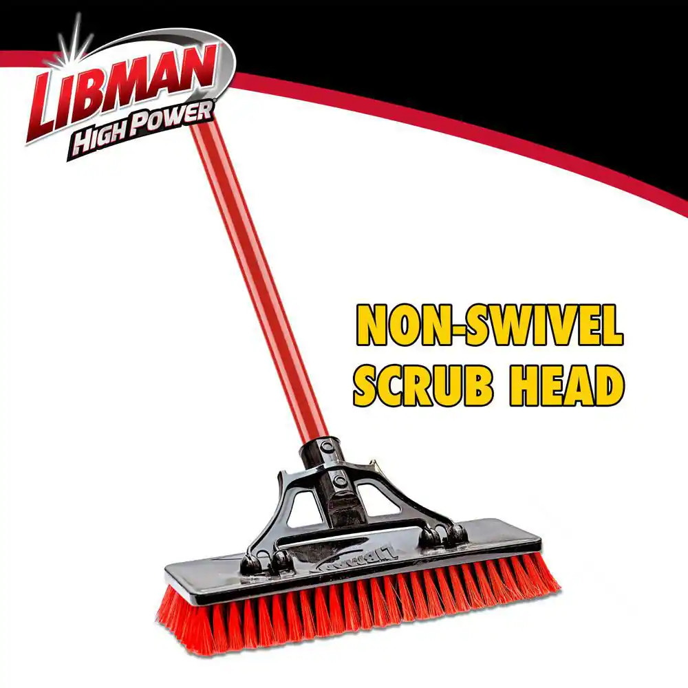 13.5 In. High Power Extra-Large Heavy-Duty Floor Scrub Brush with Steel Handle