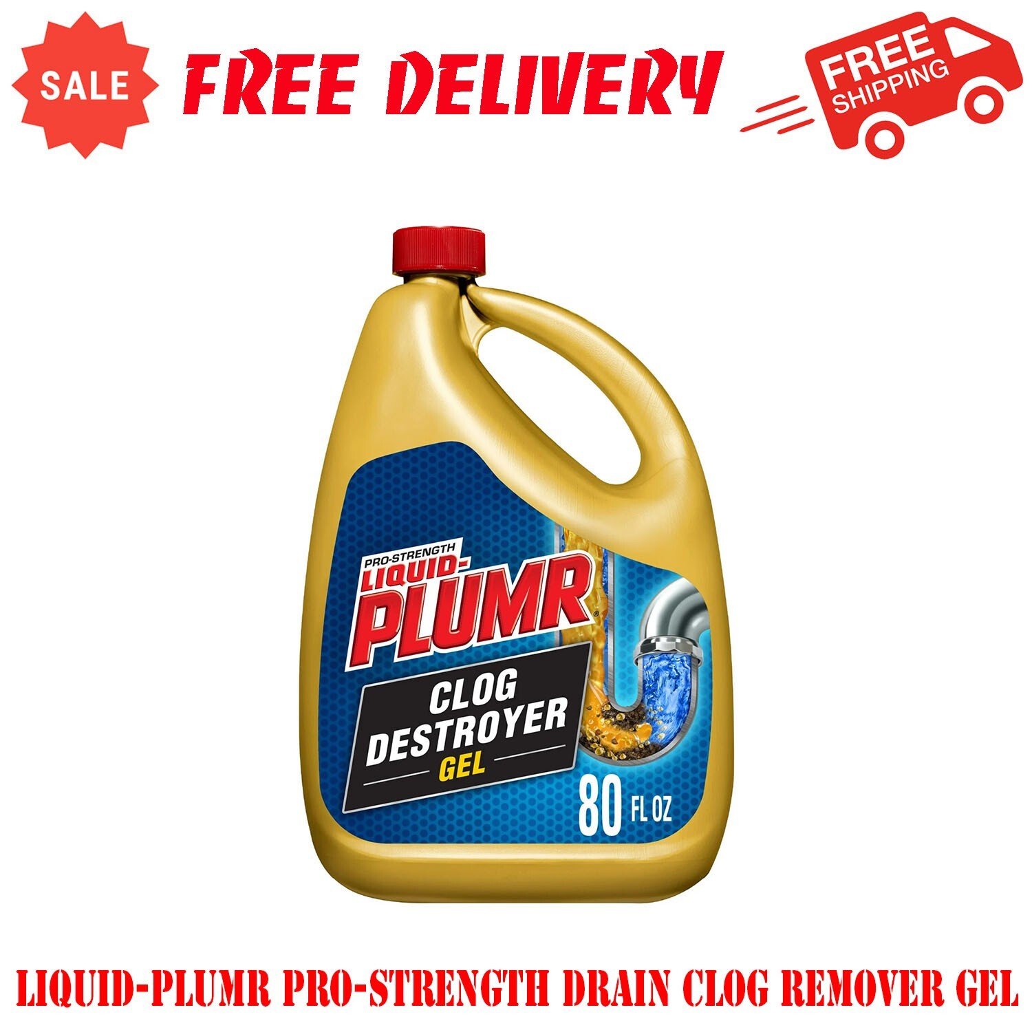 Liquid-Plumr Pro-Strength Drain Clog Remover Gel With Pipe Guard, 80 fl oz