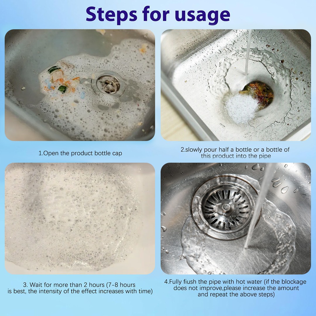 Sink Drain Cleaner Powerful Pipeline Unclog Agent Heavy Duty Toilet Tub Cleaner