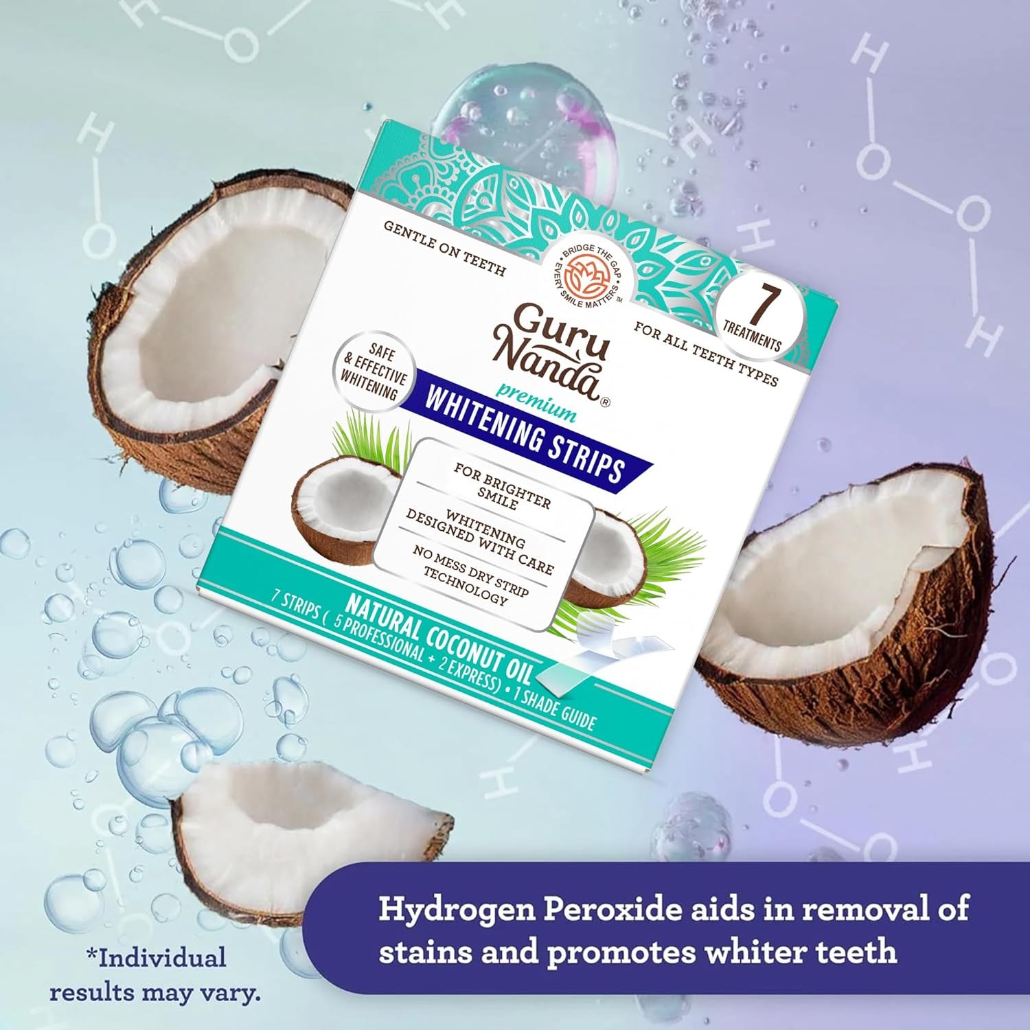 Share GuruNanda Teeth Whitening Strips – 7-Day Treatment with Non-Slip, Dry Stri