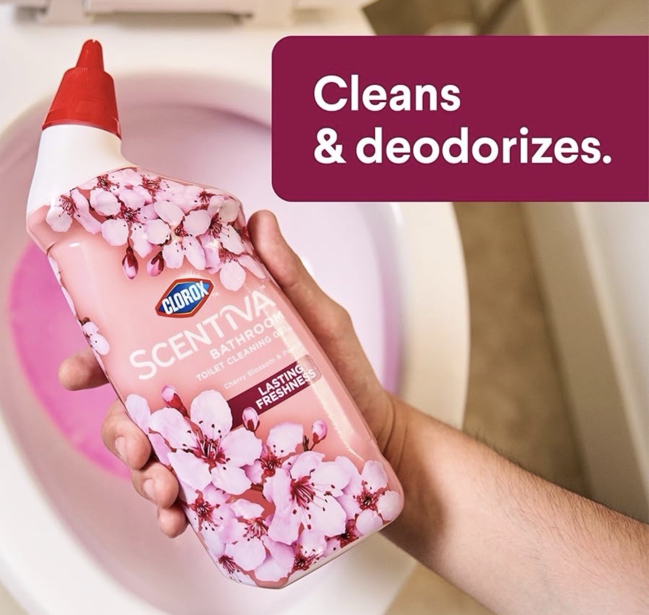 Clorox Scentiva Toilet Cleaning Gel Cherry Blossom & Peach 24 fl oz, 2 Pack