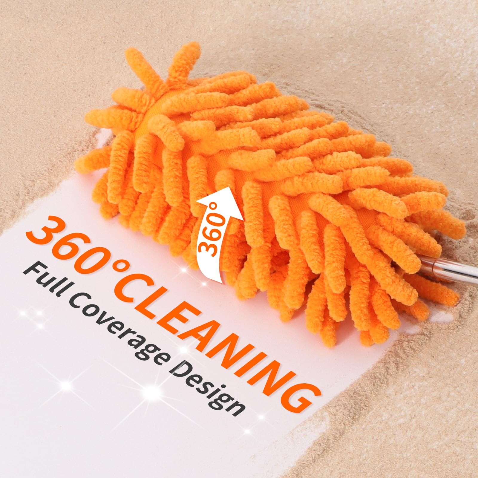Mini Duster for Cleaning, 360° Bendable Hand Dusters with Extension Pole, Was…