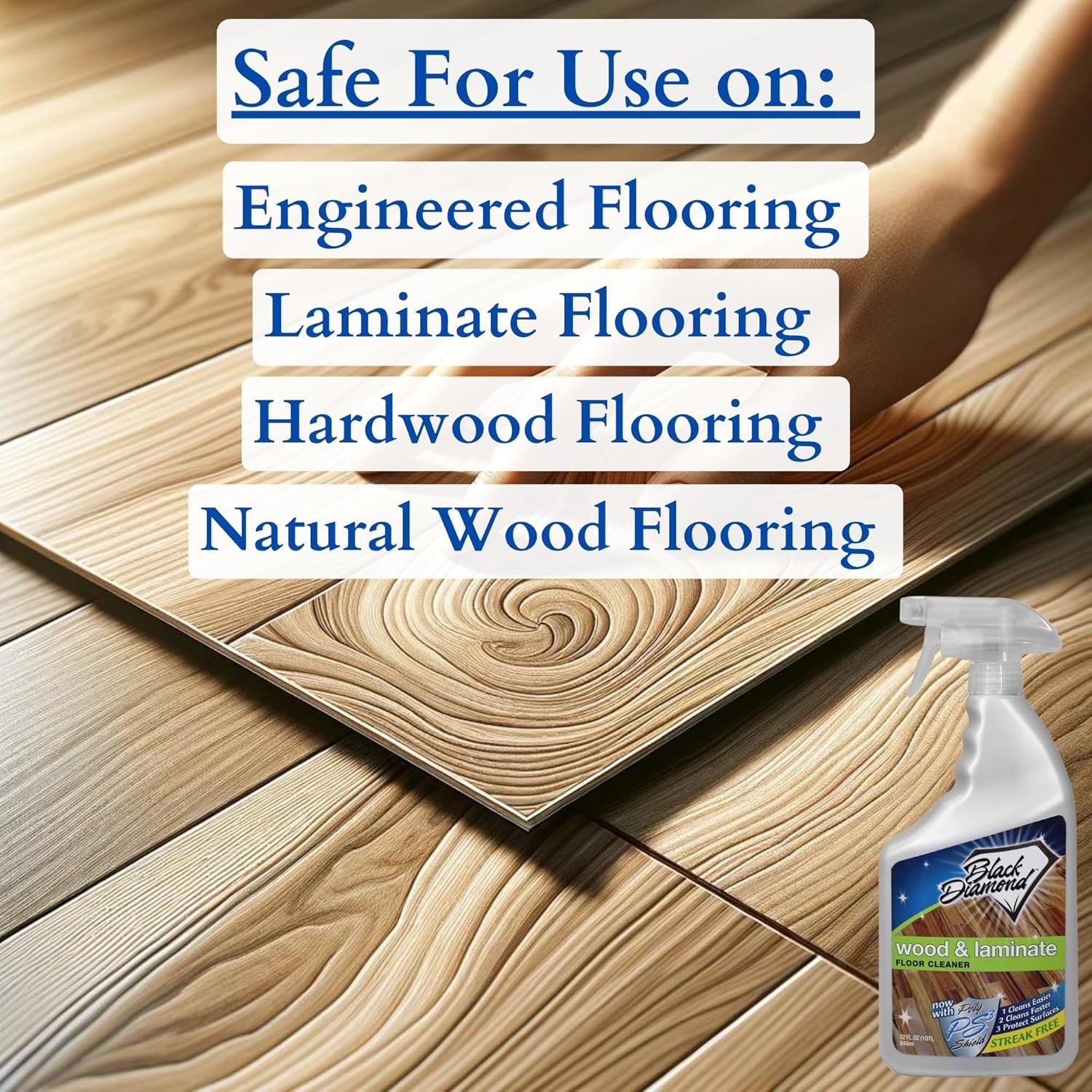Wood & Laminate Floor Cleaner- Ready to Use Non-Toxic No-Rinse Formula – Safe…