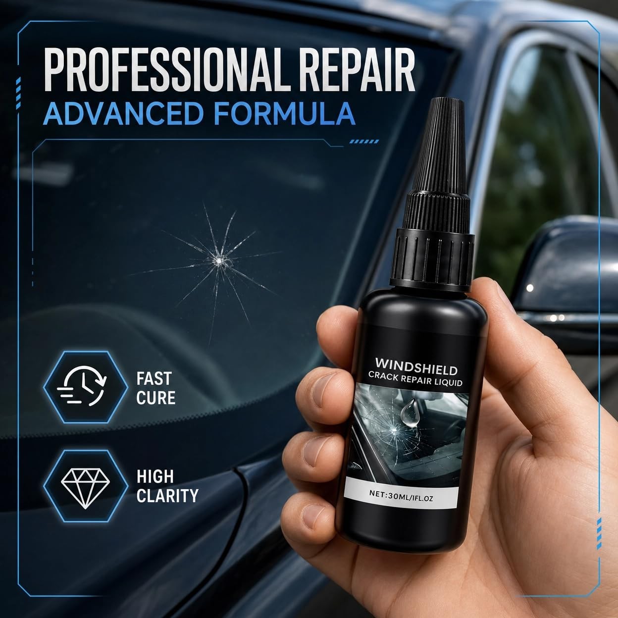 Windshield Crack Repair Kit Automotive Windshield DIY Resin Formula Fast Cure