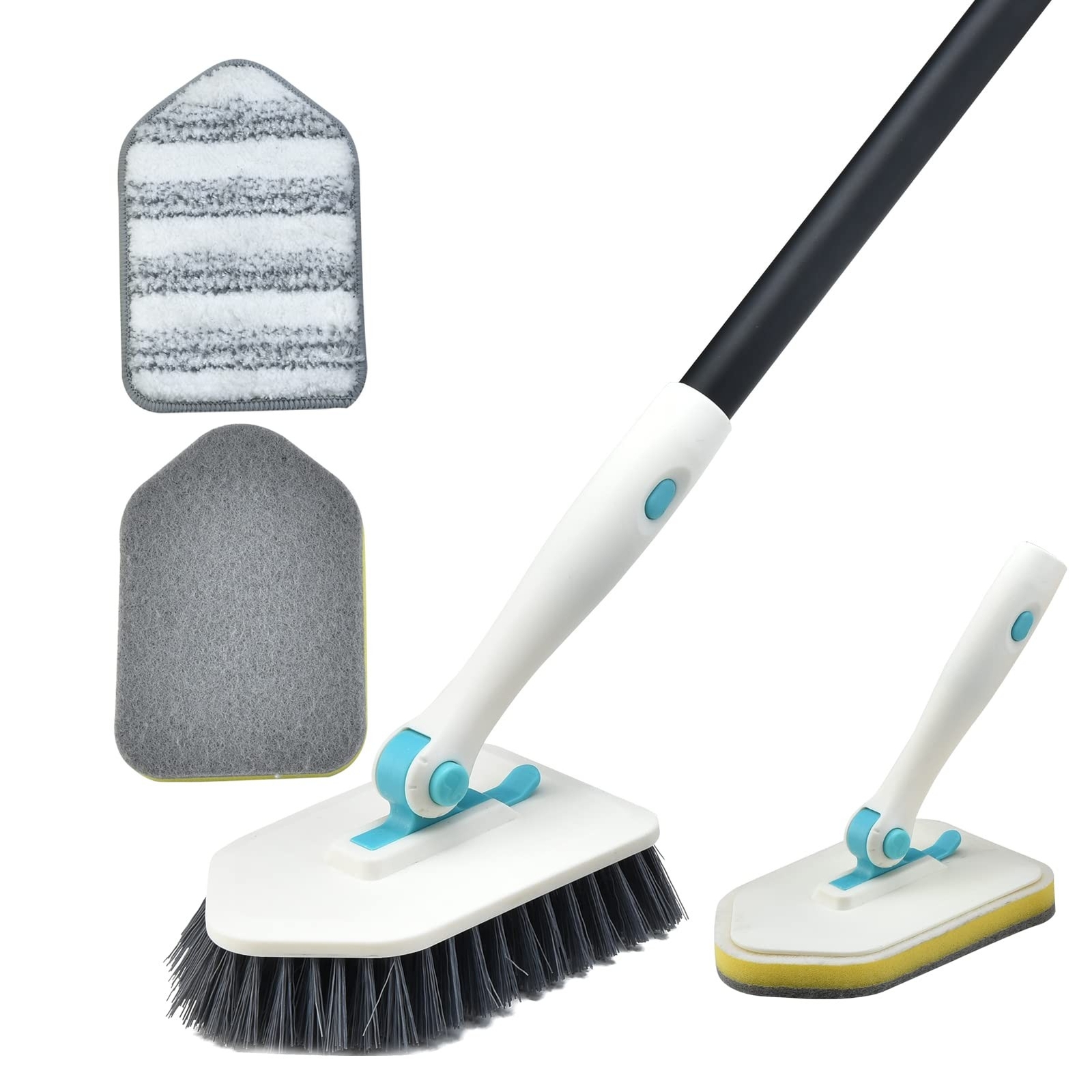 Shower Cleaning Brush with Long Handle, 3 in 1 Tub and Tile Scrubber Brush wi…