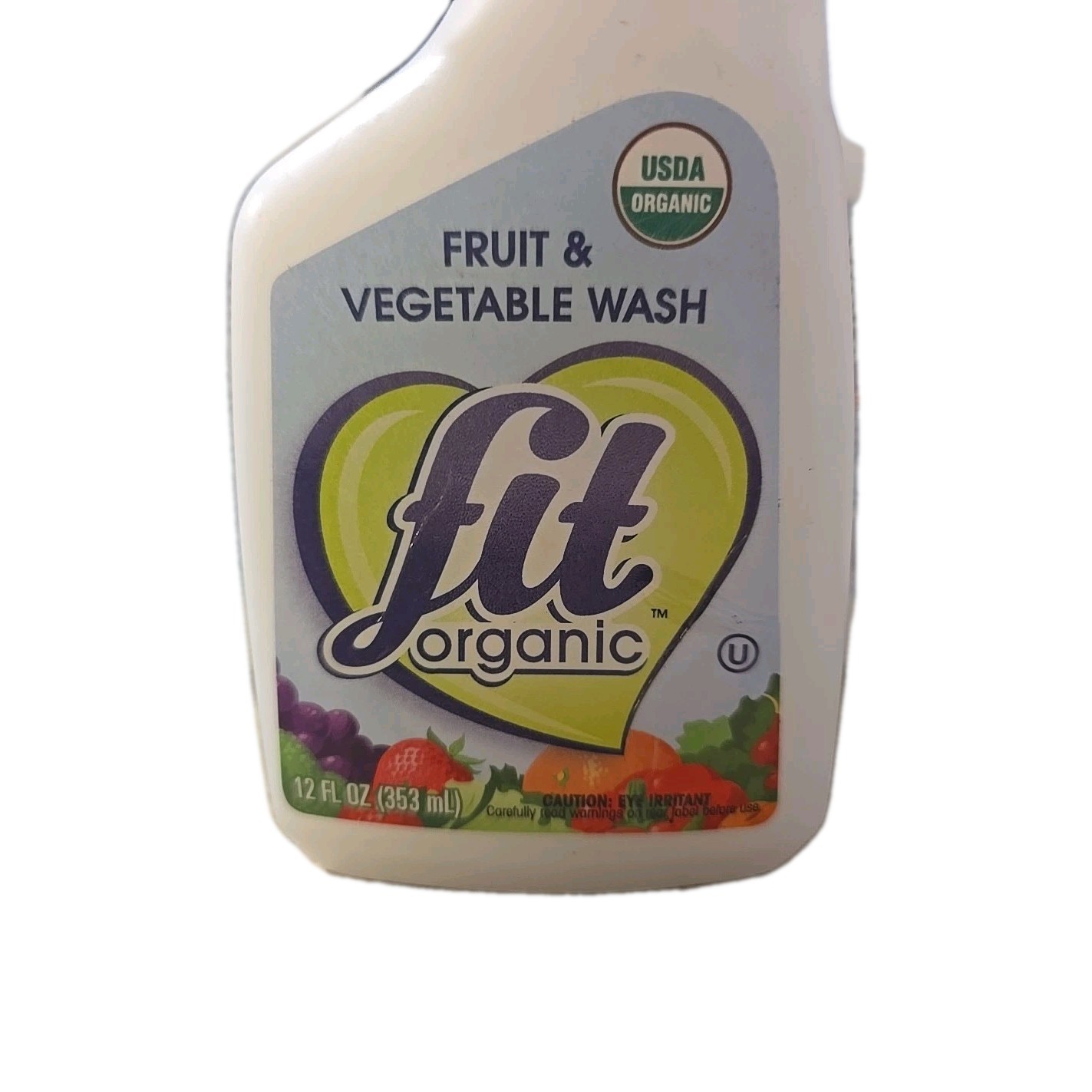 FIT Organic Fruit and Vegetable Wash Spray Bottle White, Clear, 12 Fl Oz 3 Pack