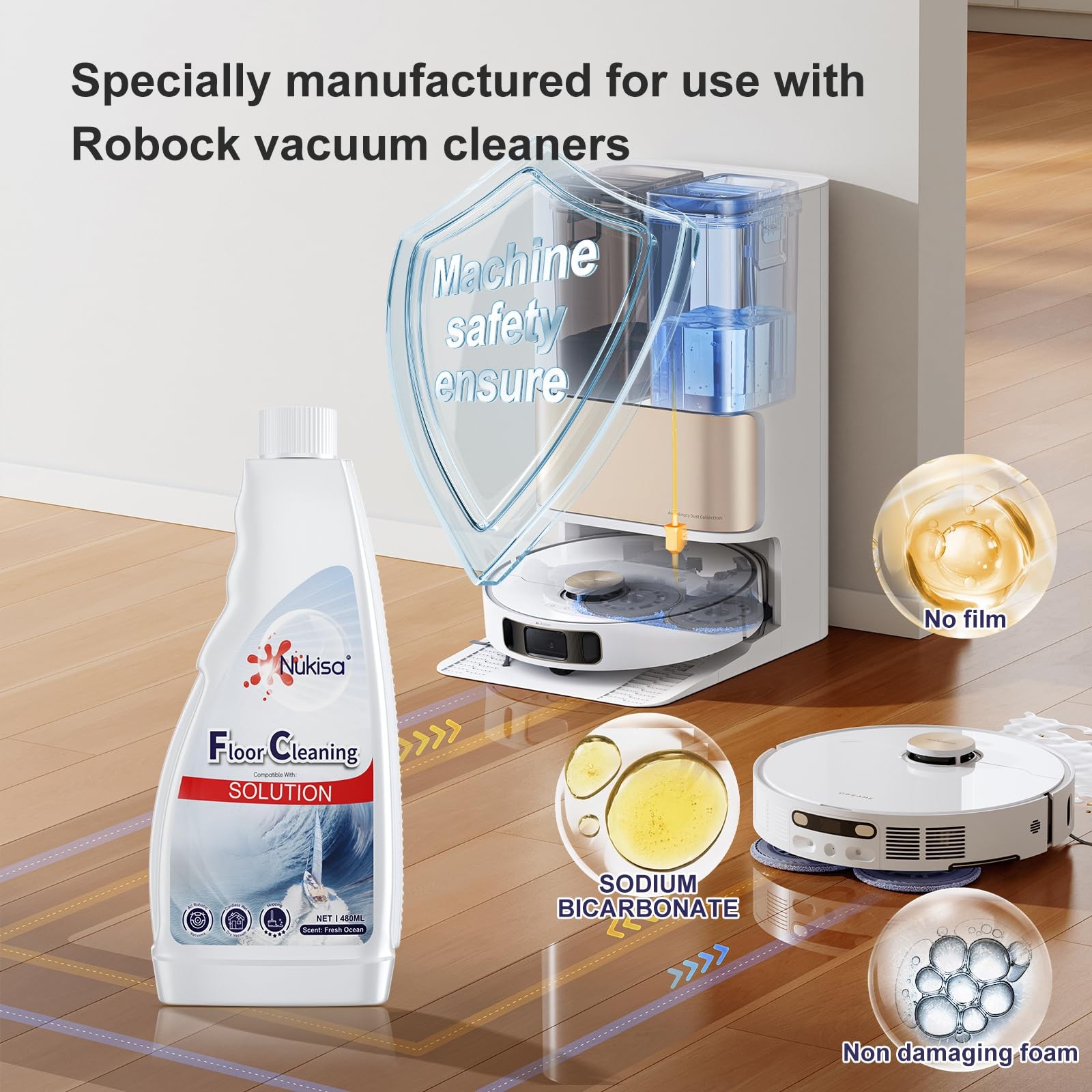 Fresh Ocean Scent Floor Cleaning Solution With Roborock Robot Vacuum And Mop …