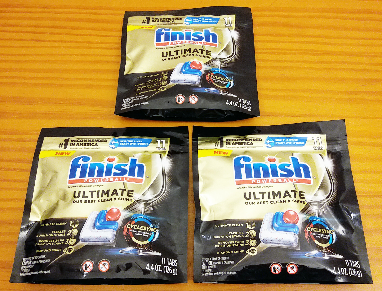 Finish Powerball Dishwasher Detergent, ULTIMATE, 11 Tabs, 4.4 oz, Lot of 3