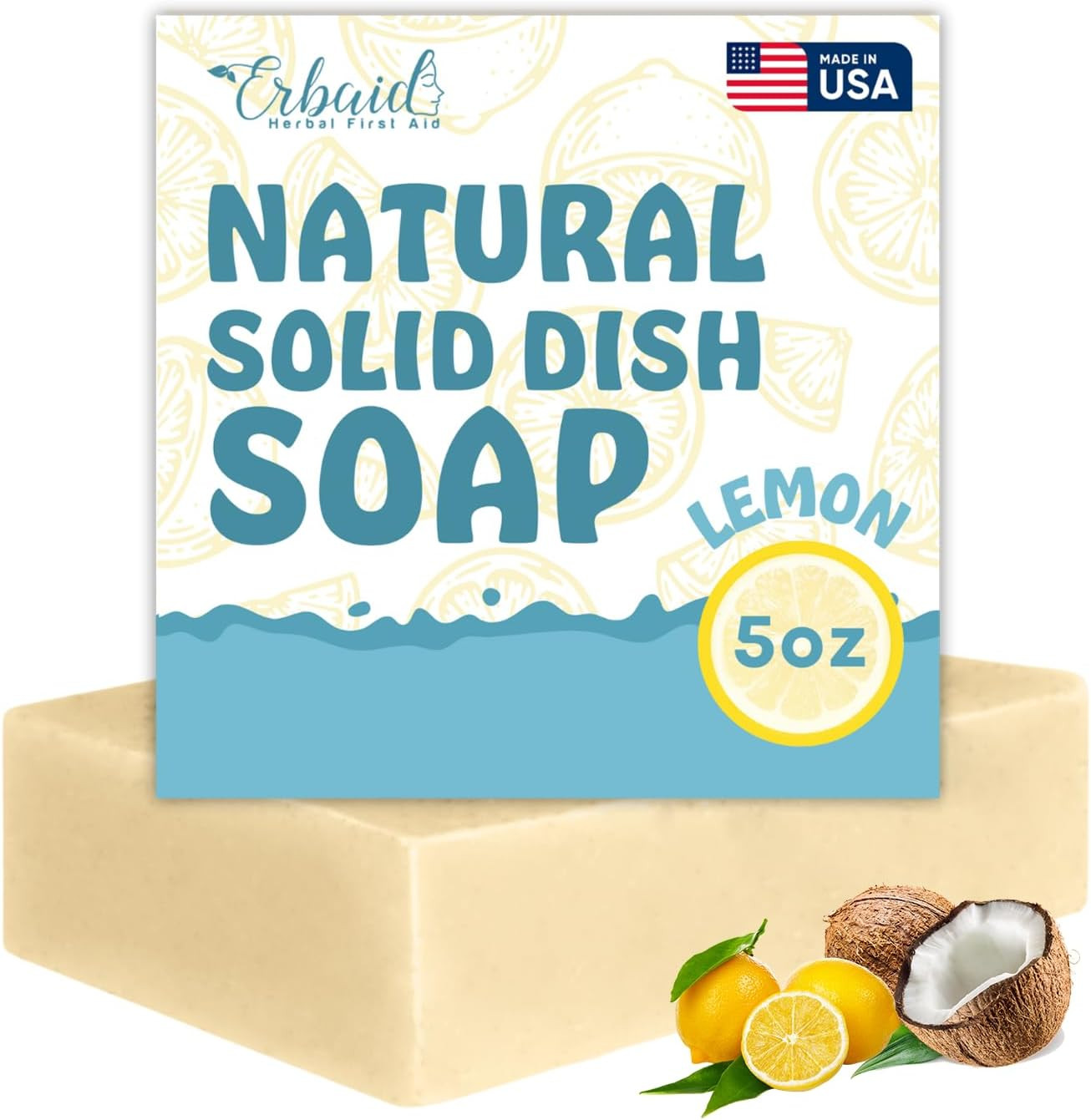Non Toxic Dish Soap Bar – Natural Solid Dish Soap with Lemon Scent – Eco Friendl