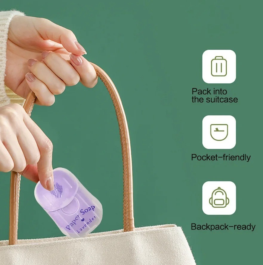 1 Pc Portable Soap Paper Quick Dissolving Plant Extract Mild Cleaning Sheets