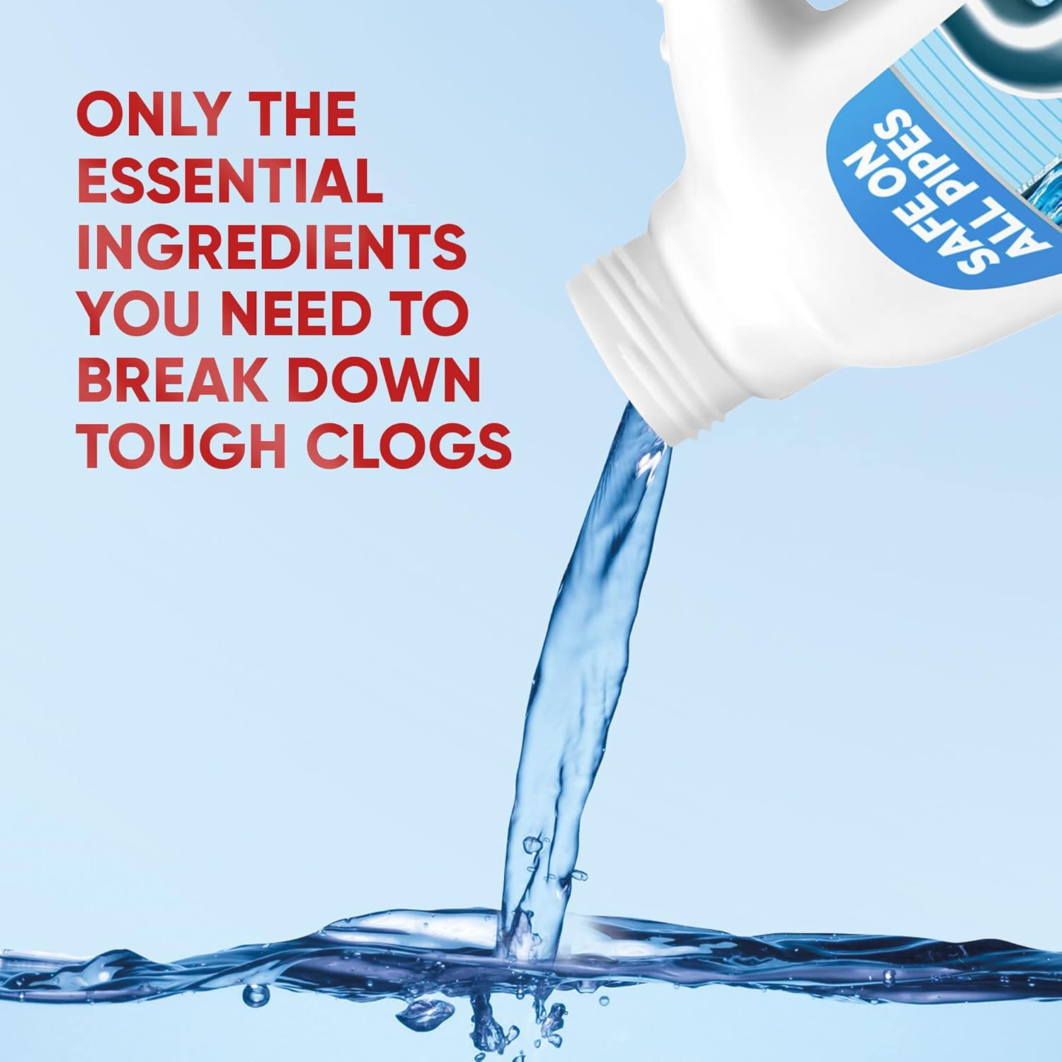 Balance Drain Clog Remover and Cleaner, Non-Corrosive Formula, Safe on All Pipes