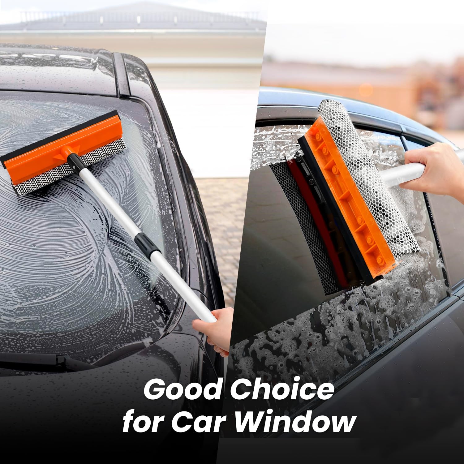 12 Inch Car Wash Brush and 2 in 1 Windshield Cleaner Squeegee Set
