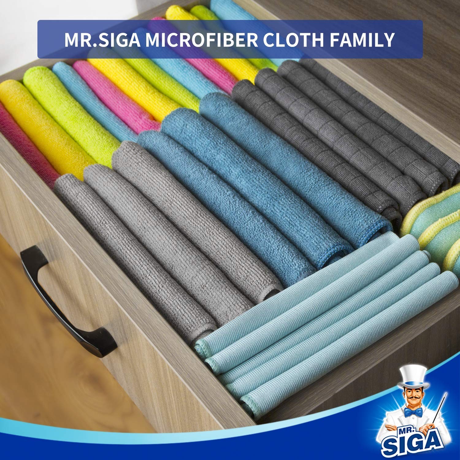 MR.SIGA Microfiber Cleaning Cloth, Pack of 24, Size:12.6″ x 12.6″