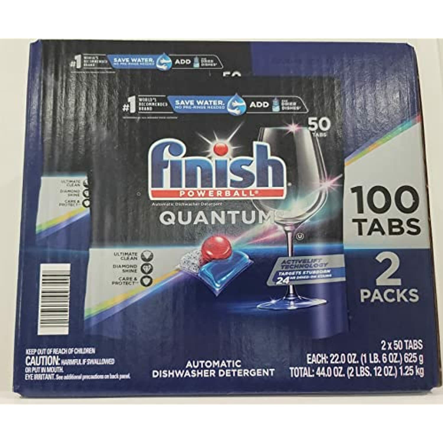 Finish Quantum Powerballs Dishwashing Detergent Tabs 44 oz total, 2×50 Tabs