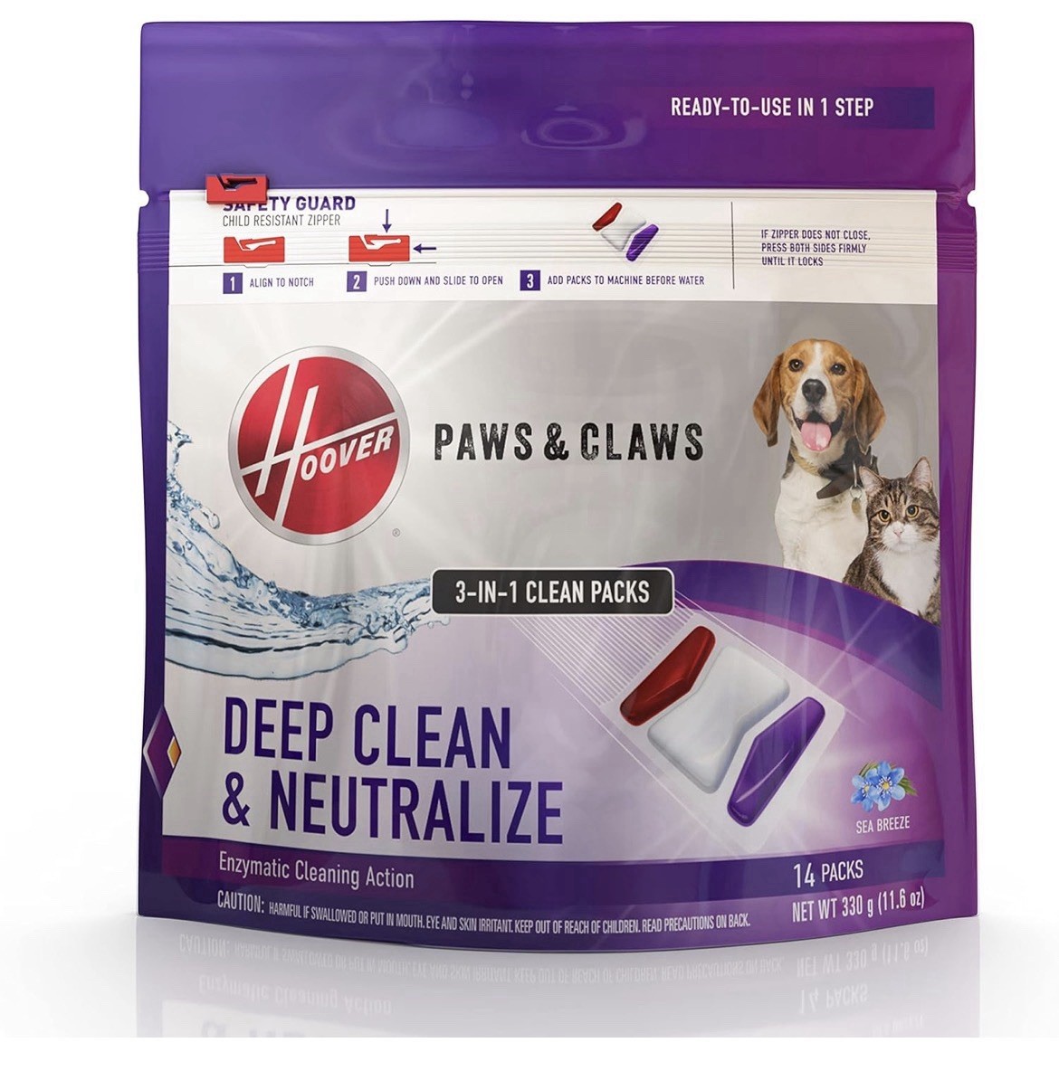 NEW 2 Pk Hoover Paws & Claws Deep Clean & Neutralize Carpet Cleaning 3 in 1 pods