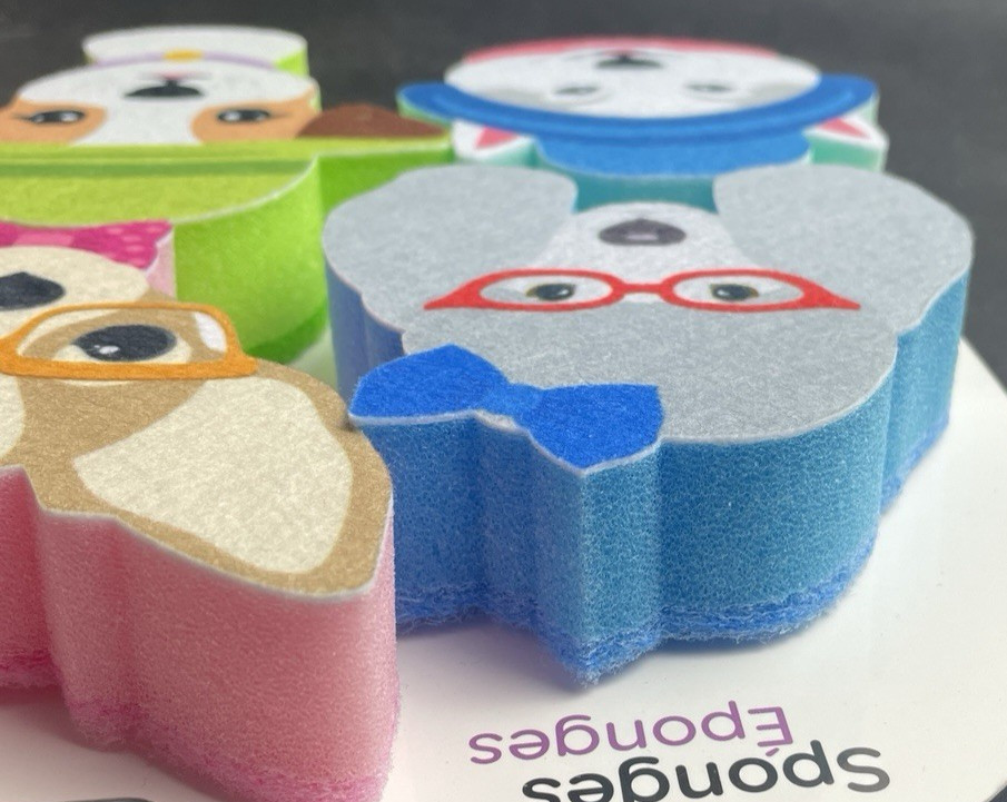 Kitchen Sponges 6 PACK DOG THEME Reusable Sponge Cute Funny Dogs NEW