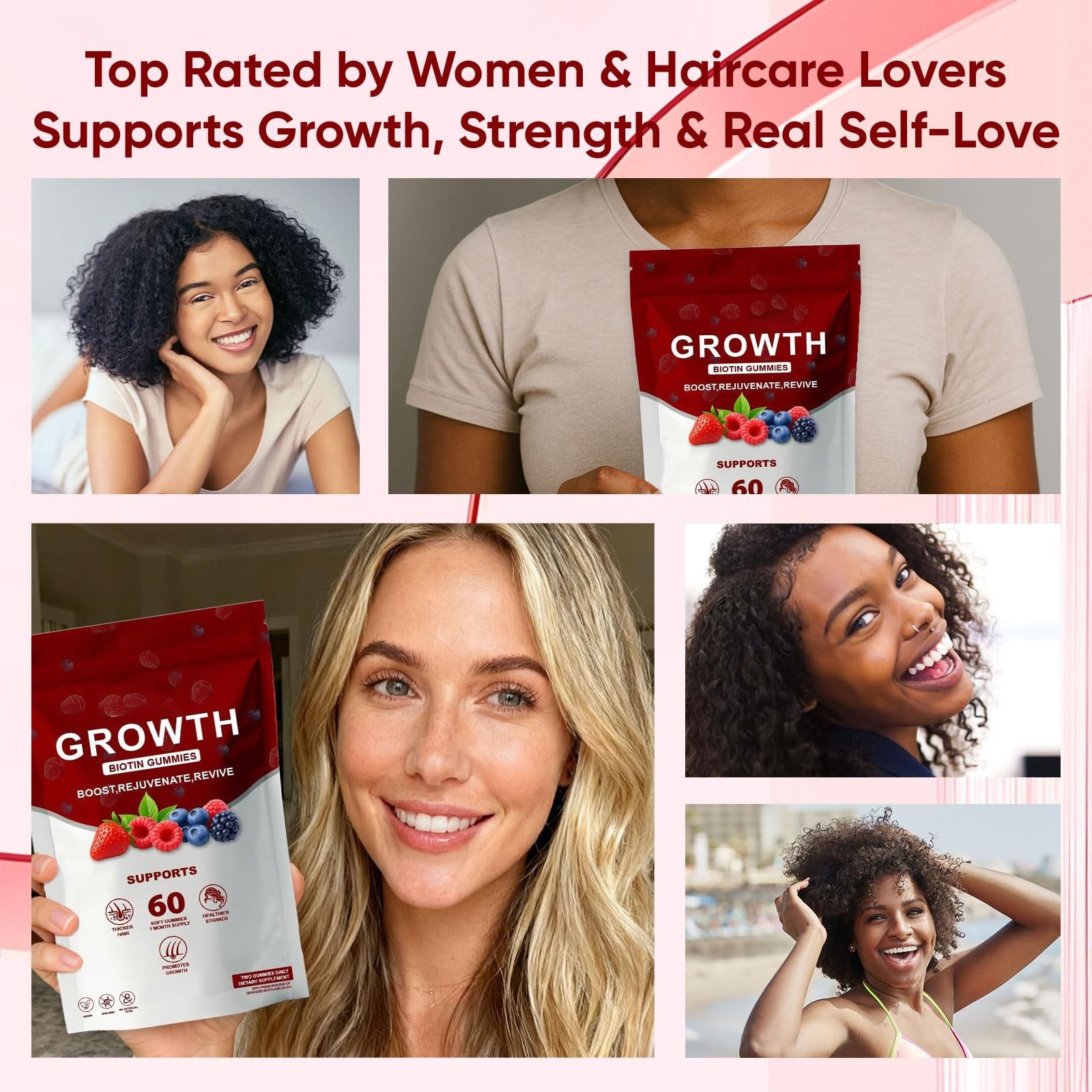 Hair Growth Gummies – Biotin, Vitamins Plant Extracts, Supports Health…