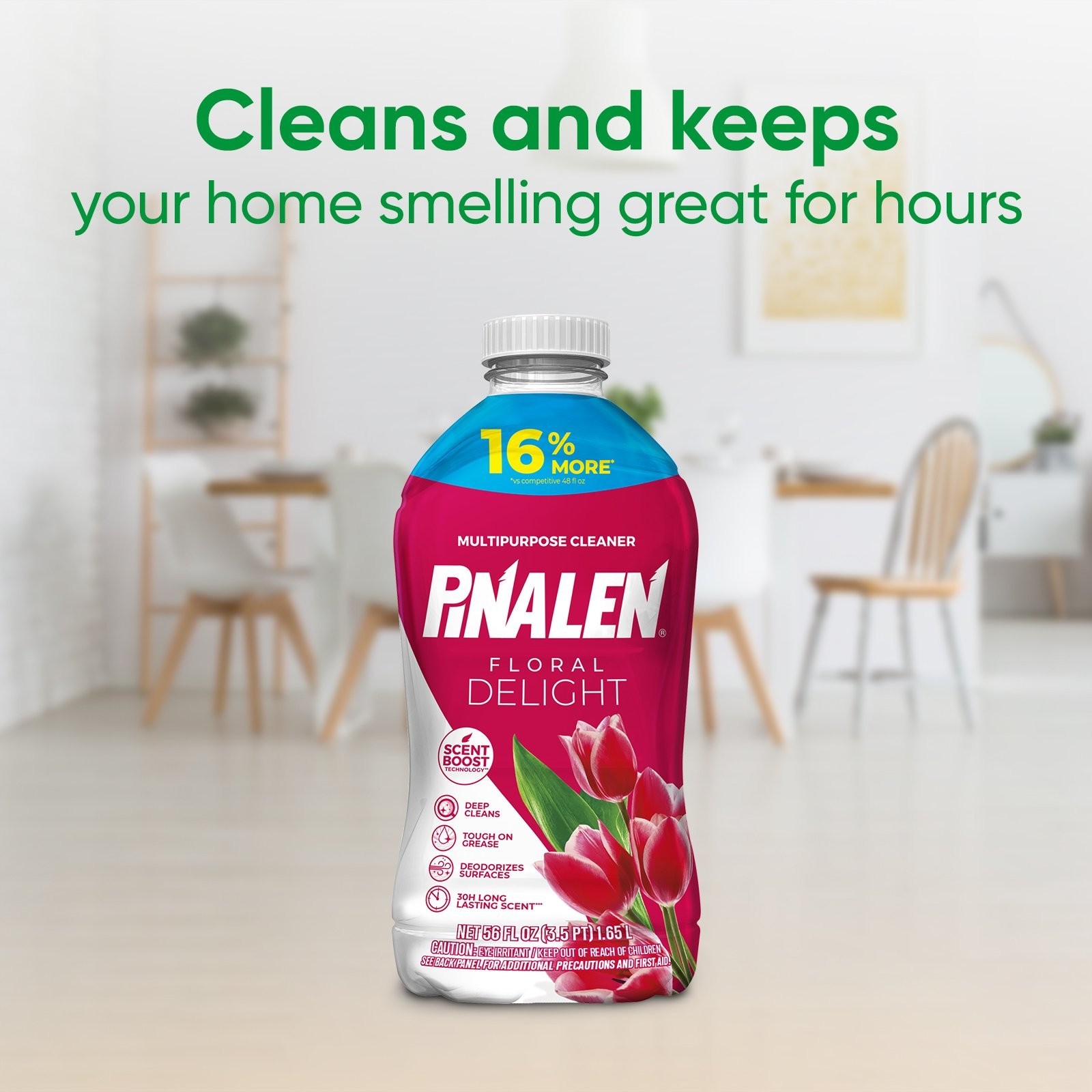 PINALEN Multipurpose Cleaner Scent Boost Technology 56 Oz Floral Delight + Cloth